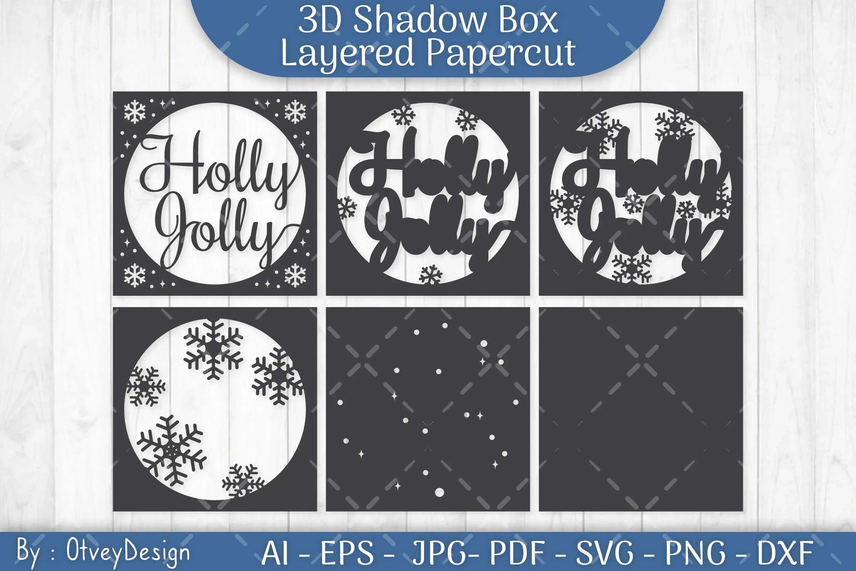 Shadow Box Merry Christmas Layered Papercut SVG Bundle - Image 3