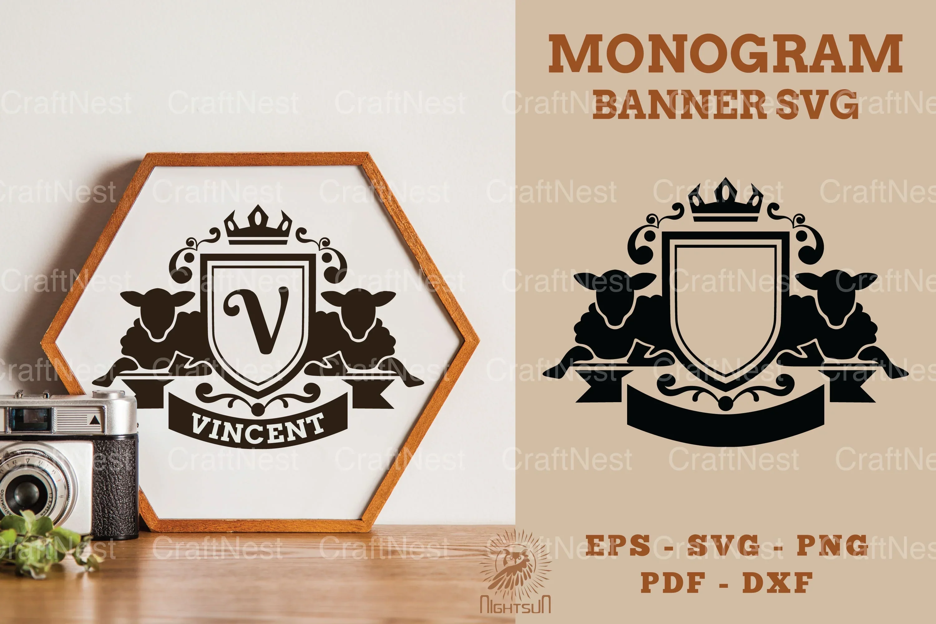 Sheep Monogram Banner Clipart Bundle