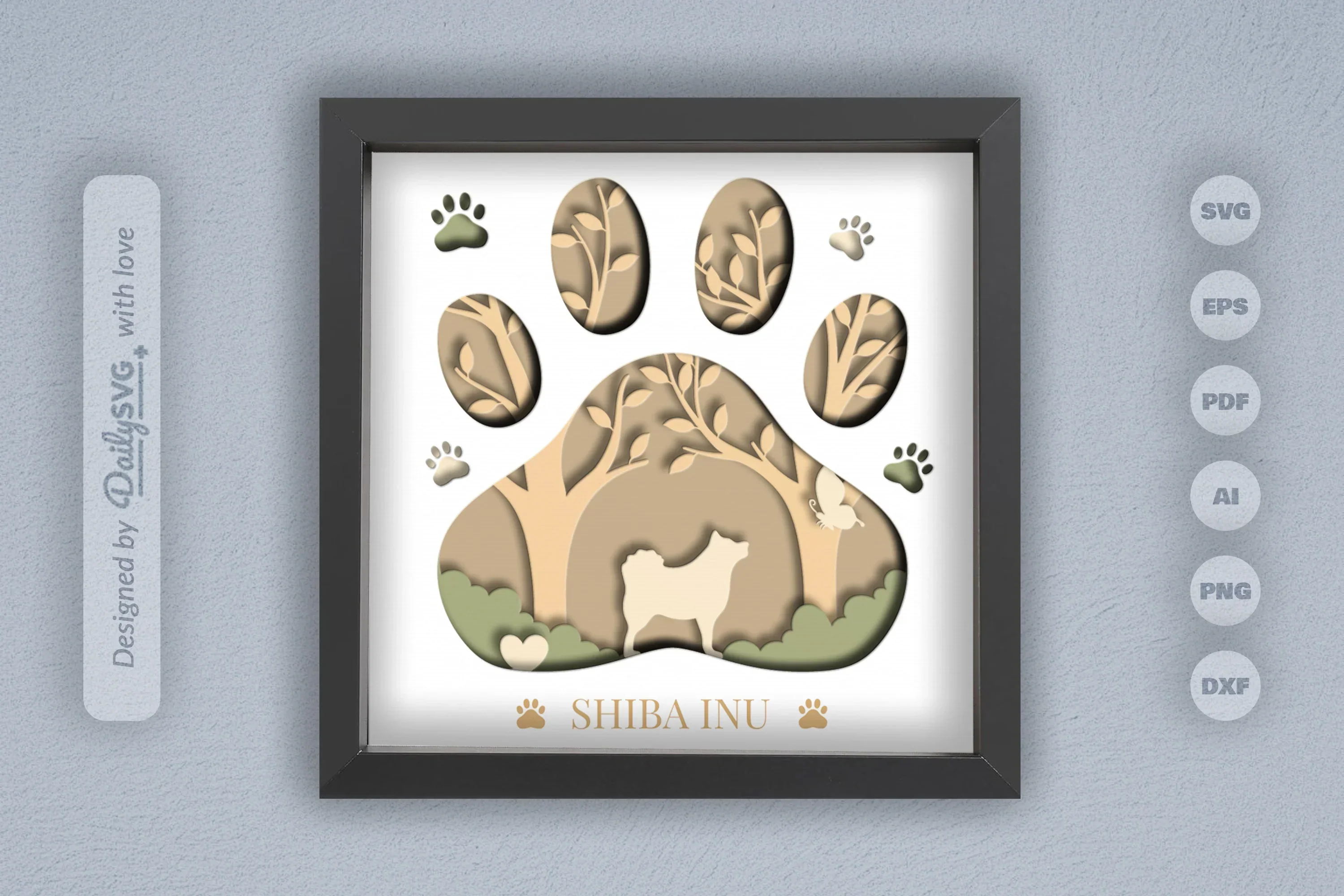 Shiba Inu Papercut Dog Breed SVG Bundle