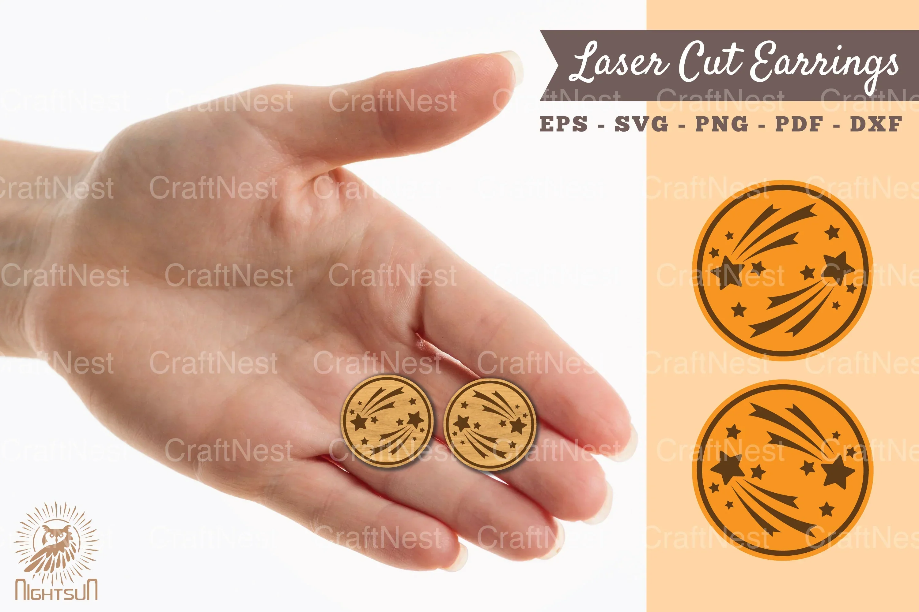 Shooting Star Laser Cut Earrings SVG Bundle