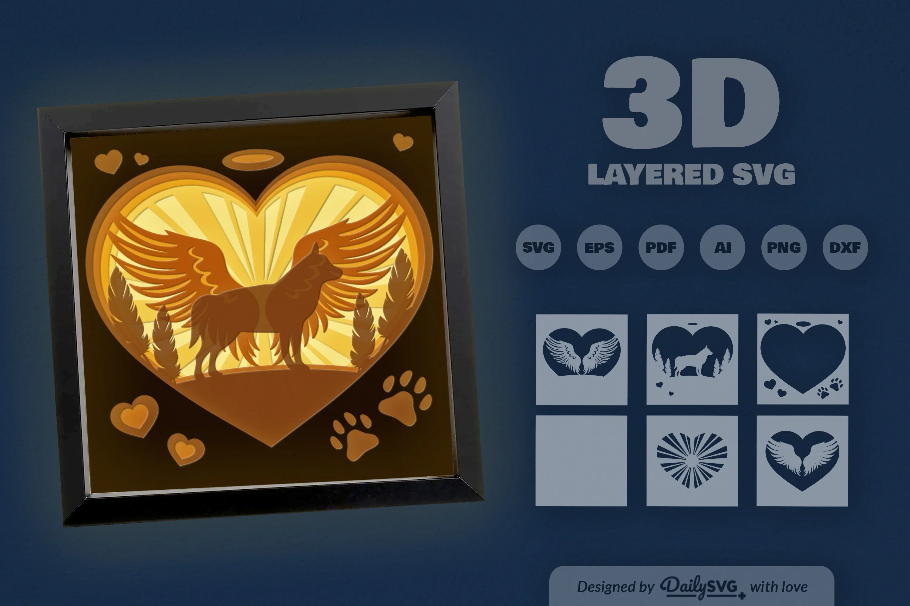 Siberian Husky Memorial Dog Papercut SVG Bundle - Image 3