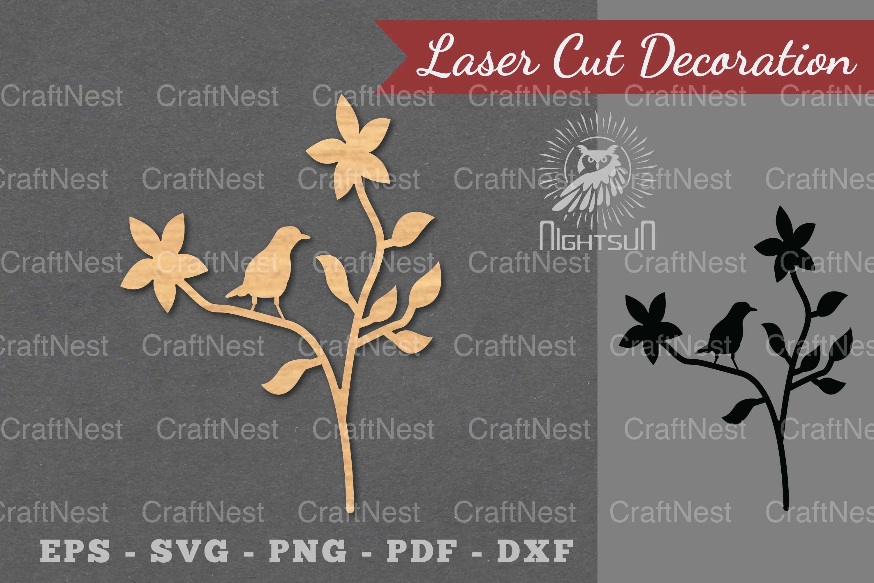 Single Bird Laser Cut Decoration Clipart