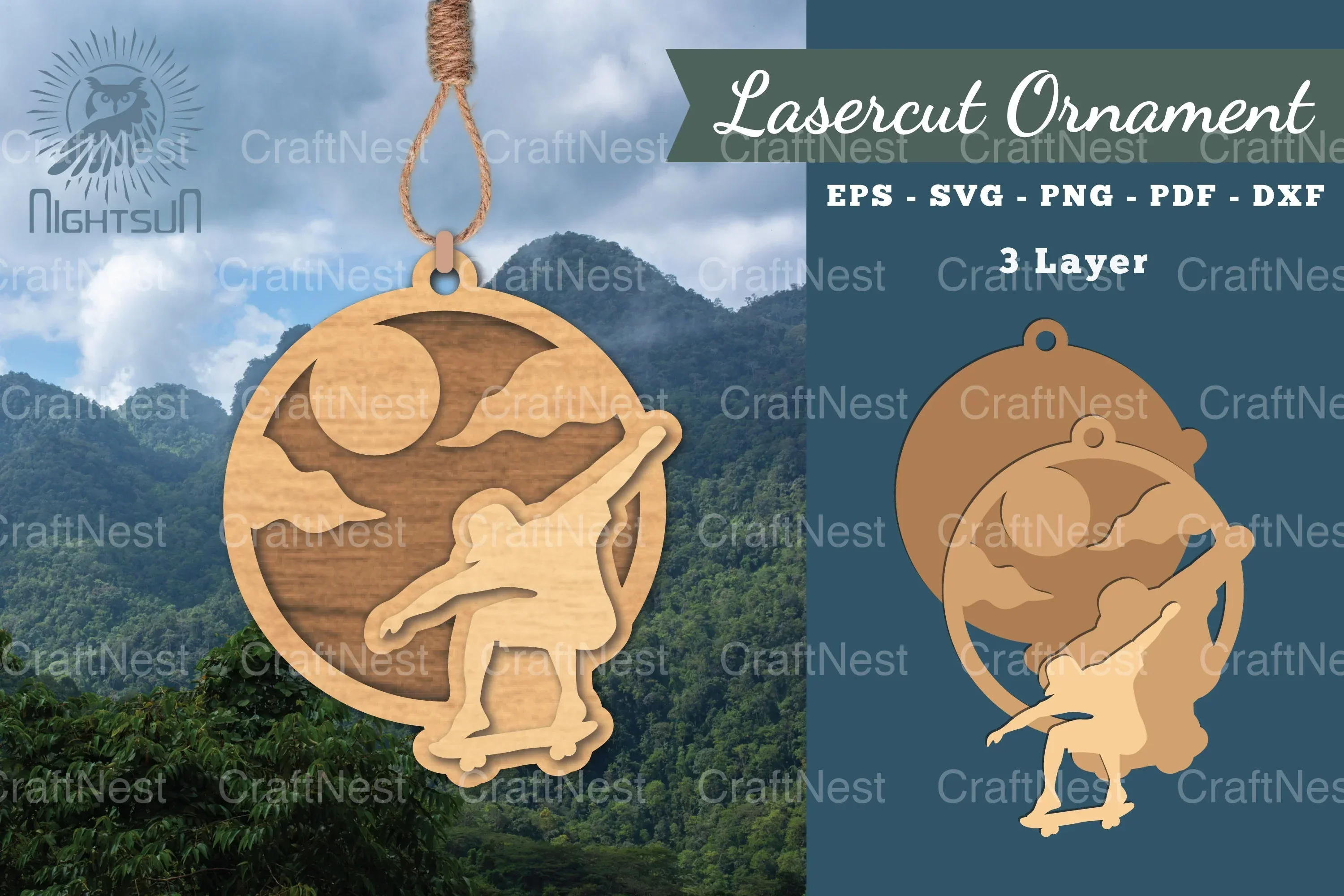 Skateboard Laser Cut Ornament Clipart Bundle