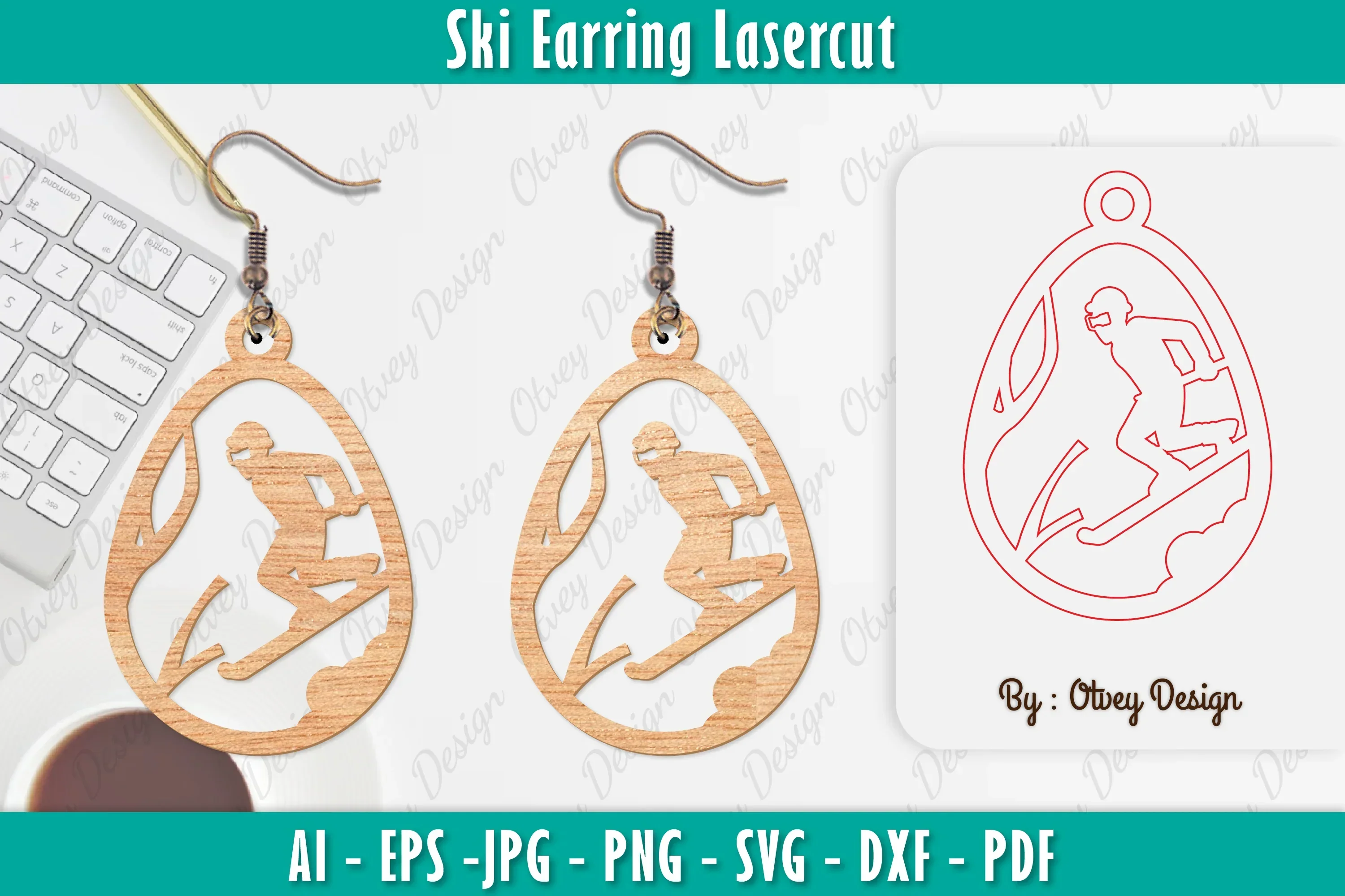 Ski Earring Laser Cut SVG Bundle