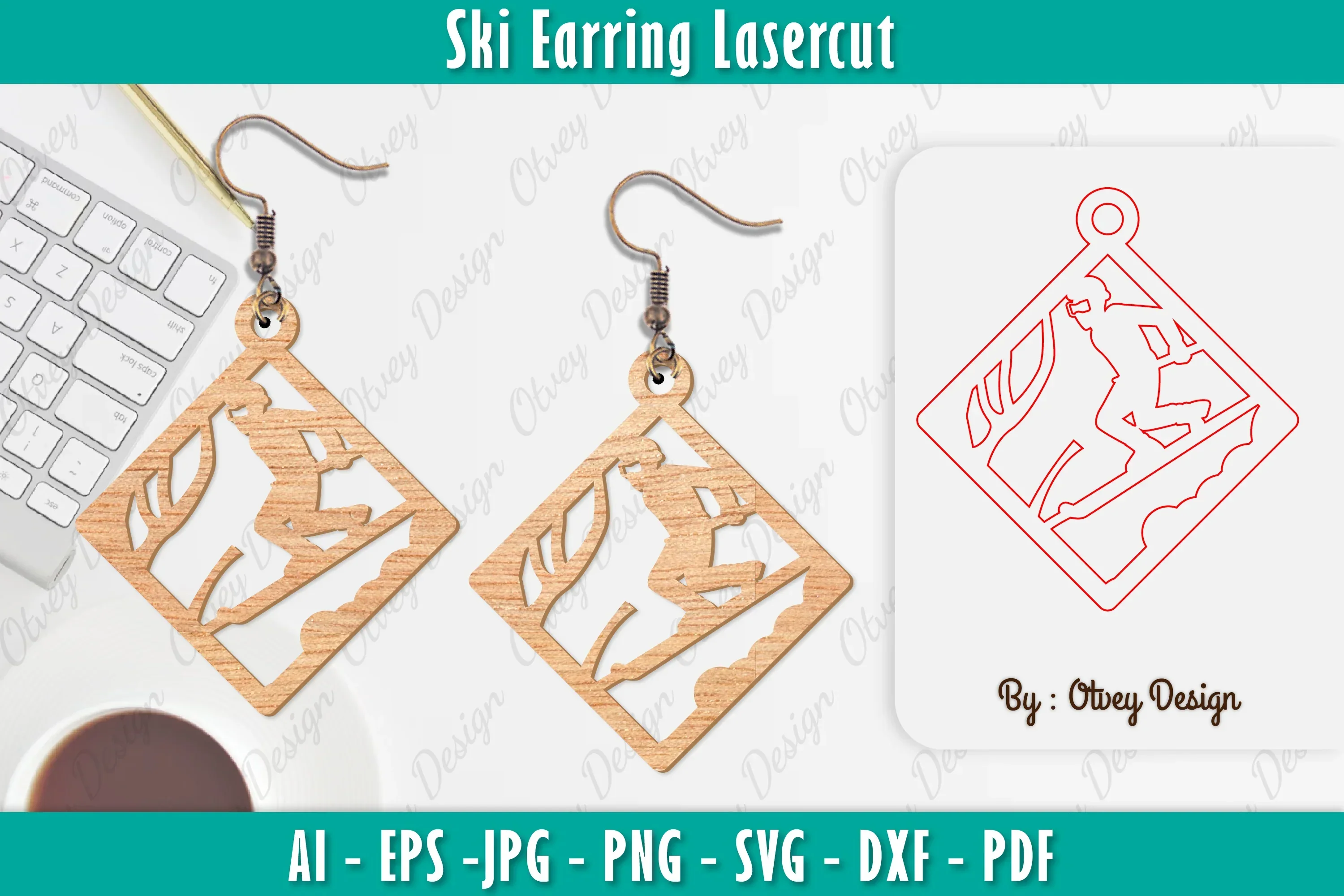 Ski Earring Laser Cut SVG Bundle