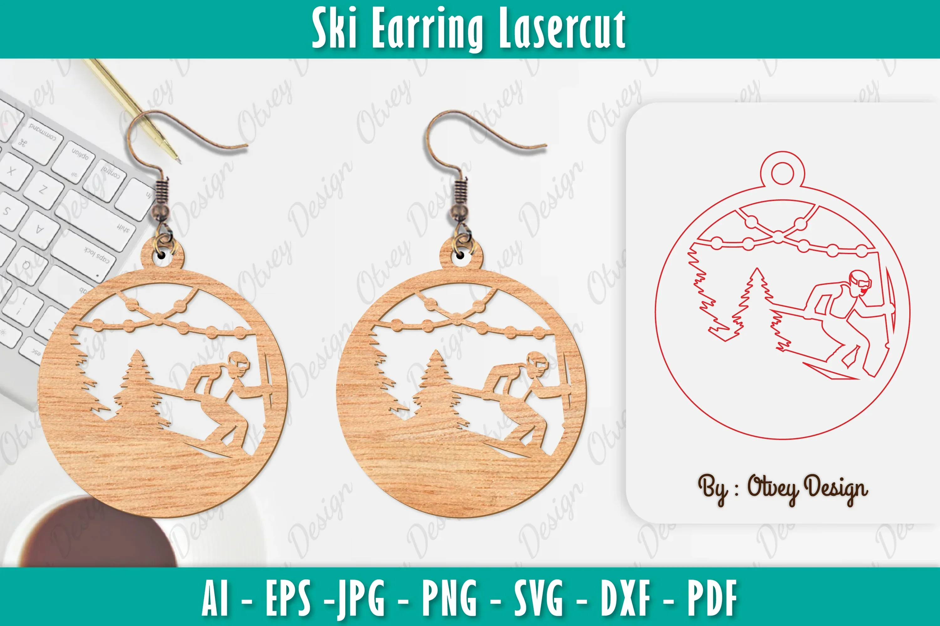 Ski Earring Laser Cut SVG Bundle