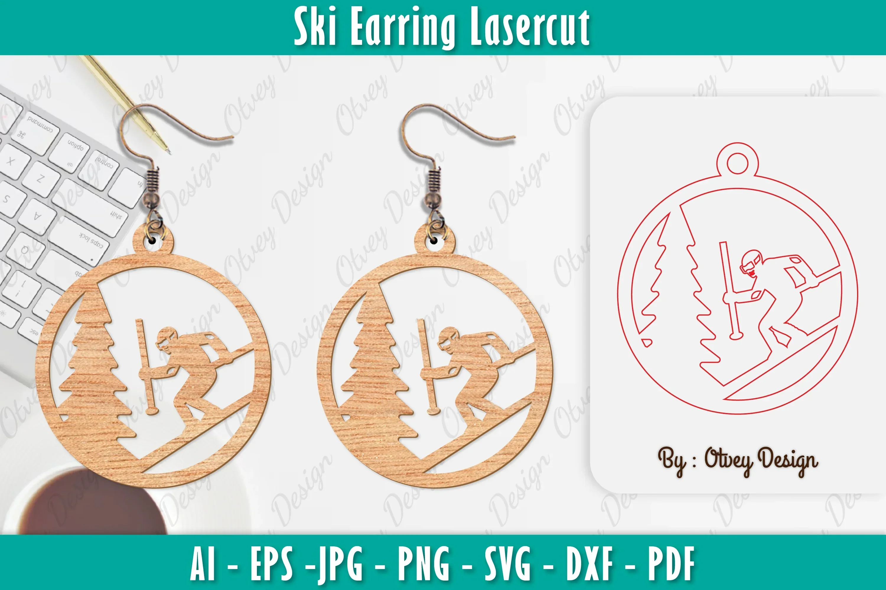 Ski Earring Laser Cut SVG Bundle