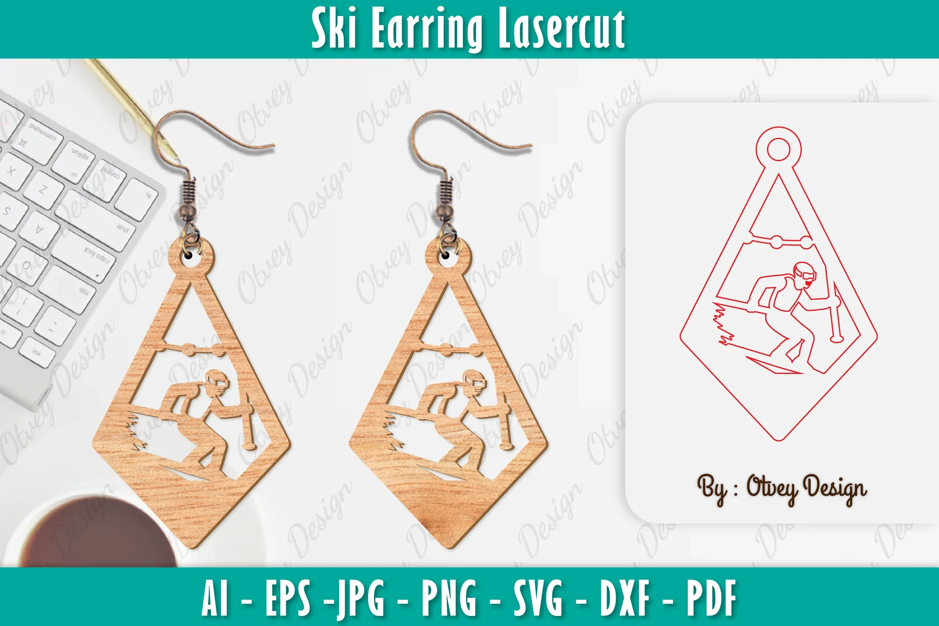 Ski Earring Laser Cut SVG Bundle