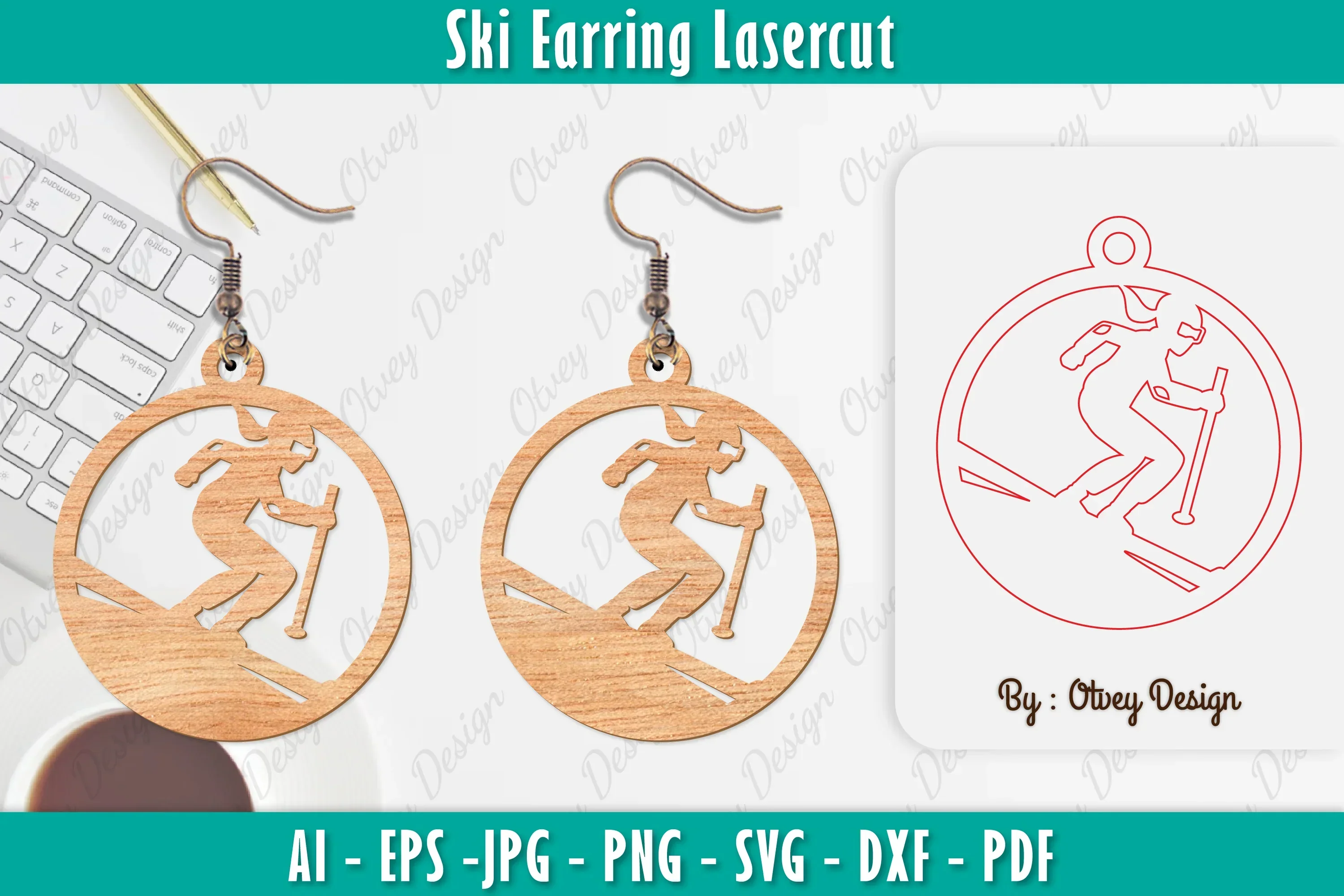 Ski Earring Lassercut SVG Bundle