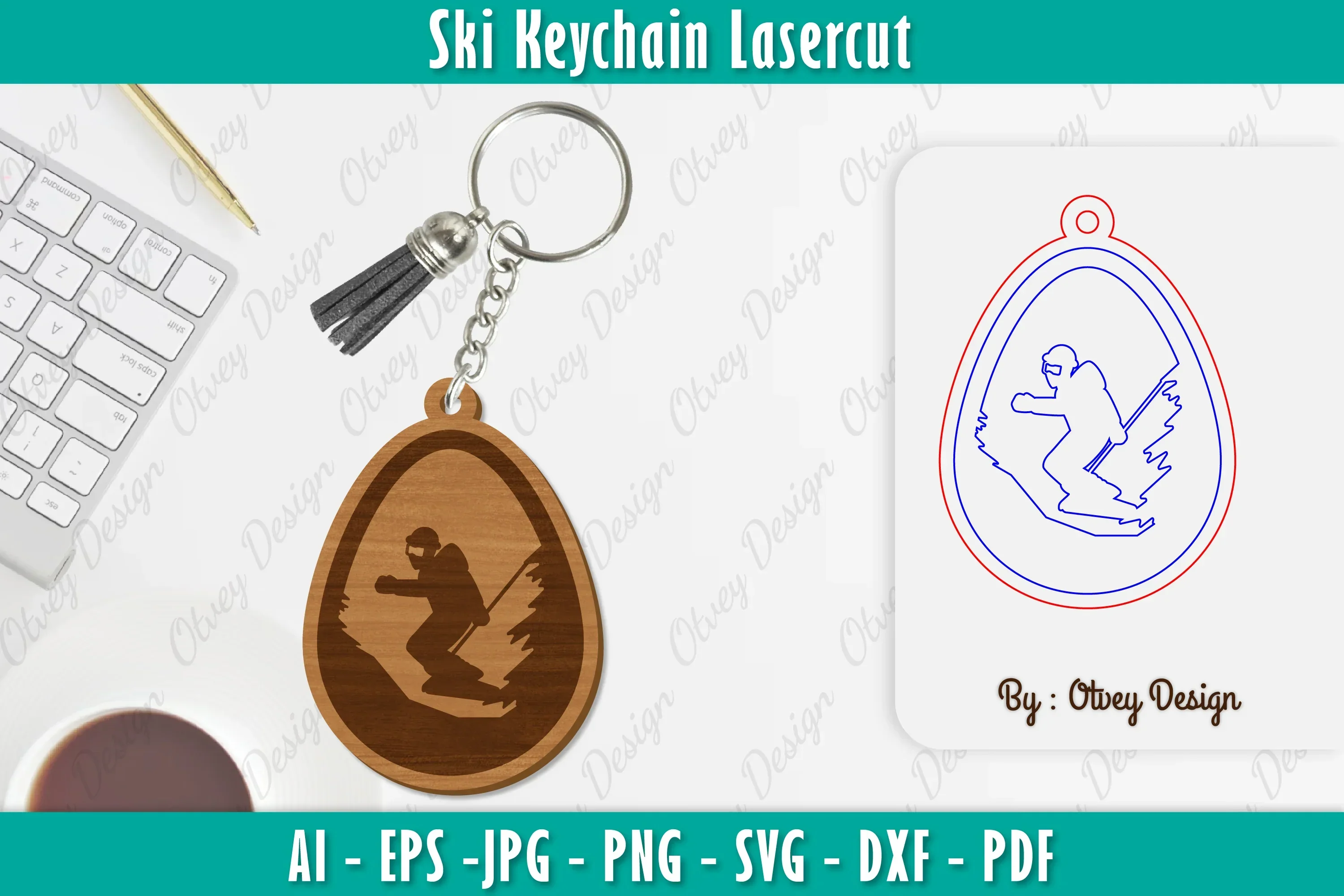 Ski Keychain Lasercut SVG Bundle