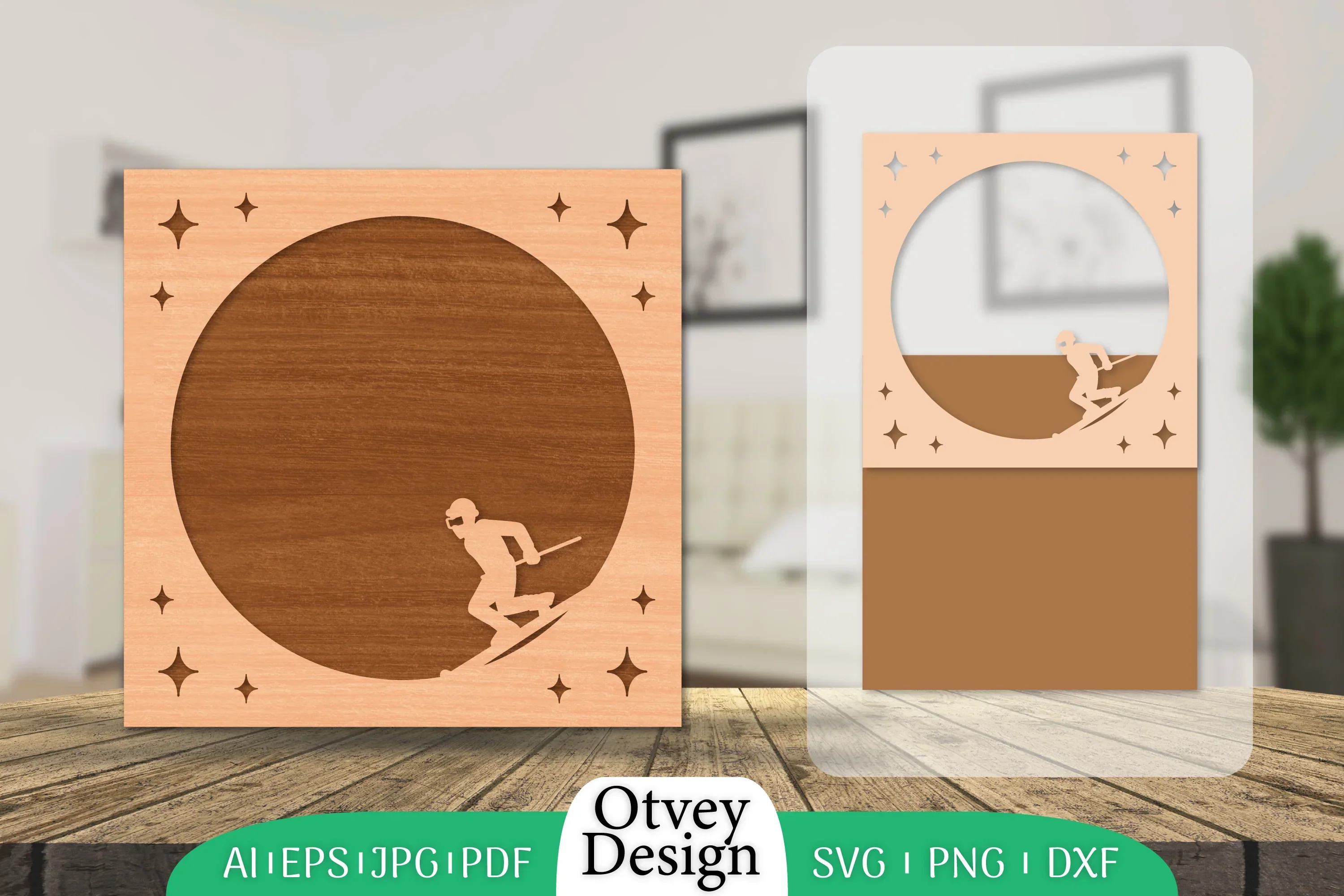 Ski Laser Cut Photo Frame SVG Bundle