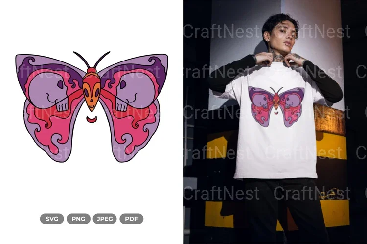 Skull Moth Colorful Beauty Clipart Bundle