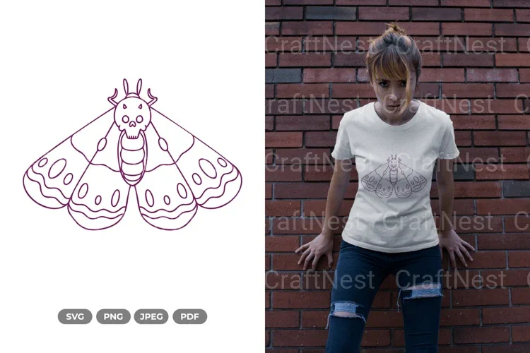 Skull Moth Hand Drawn Doodle Clipart Bundle