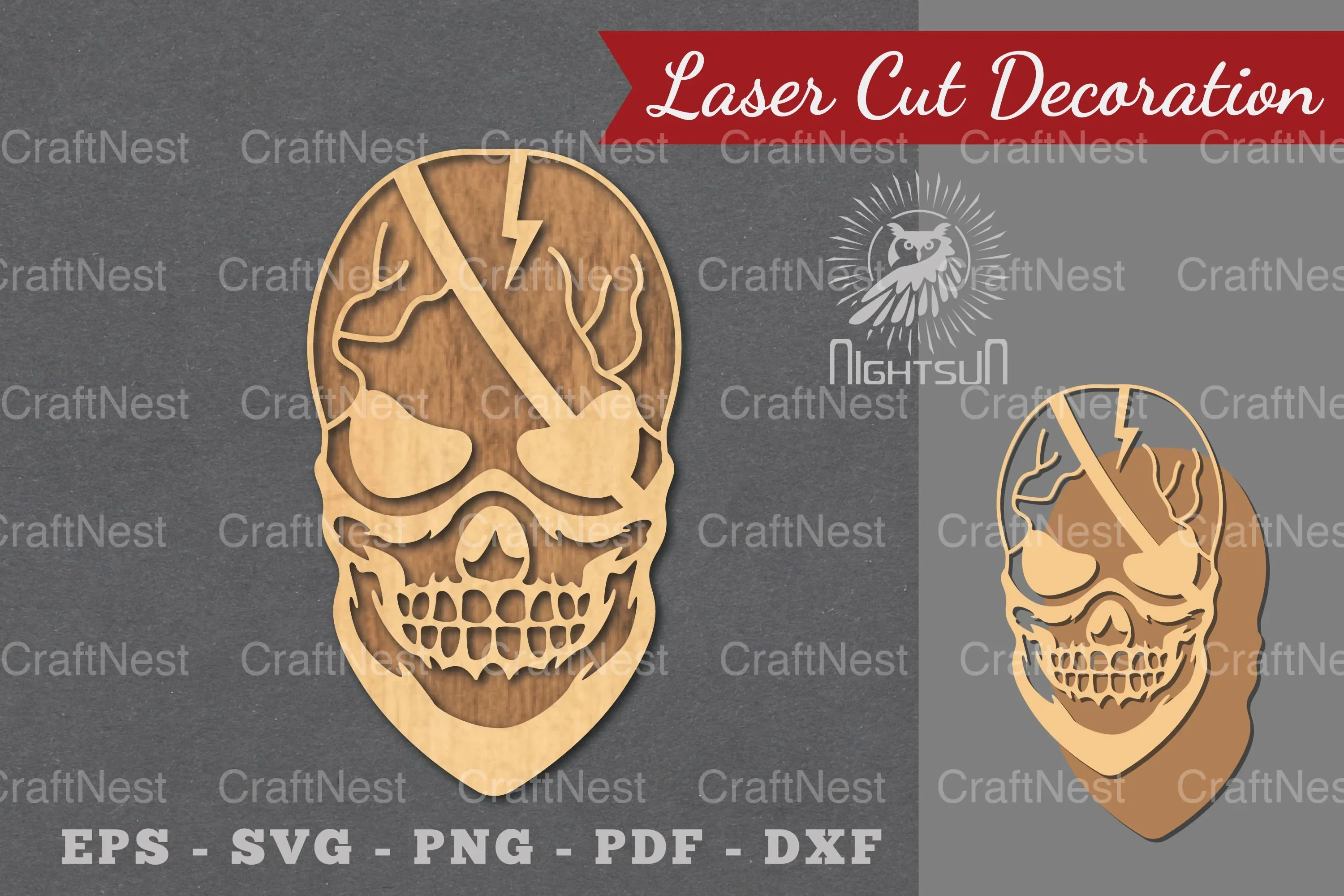 Skull with Accessories Laser Cut Decoration Bundle