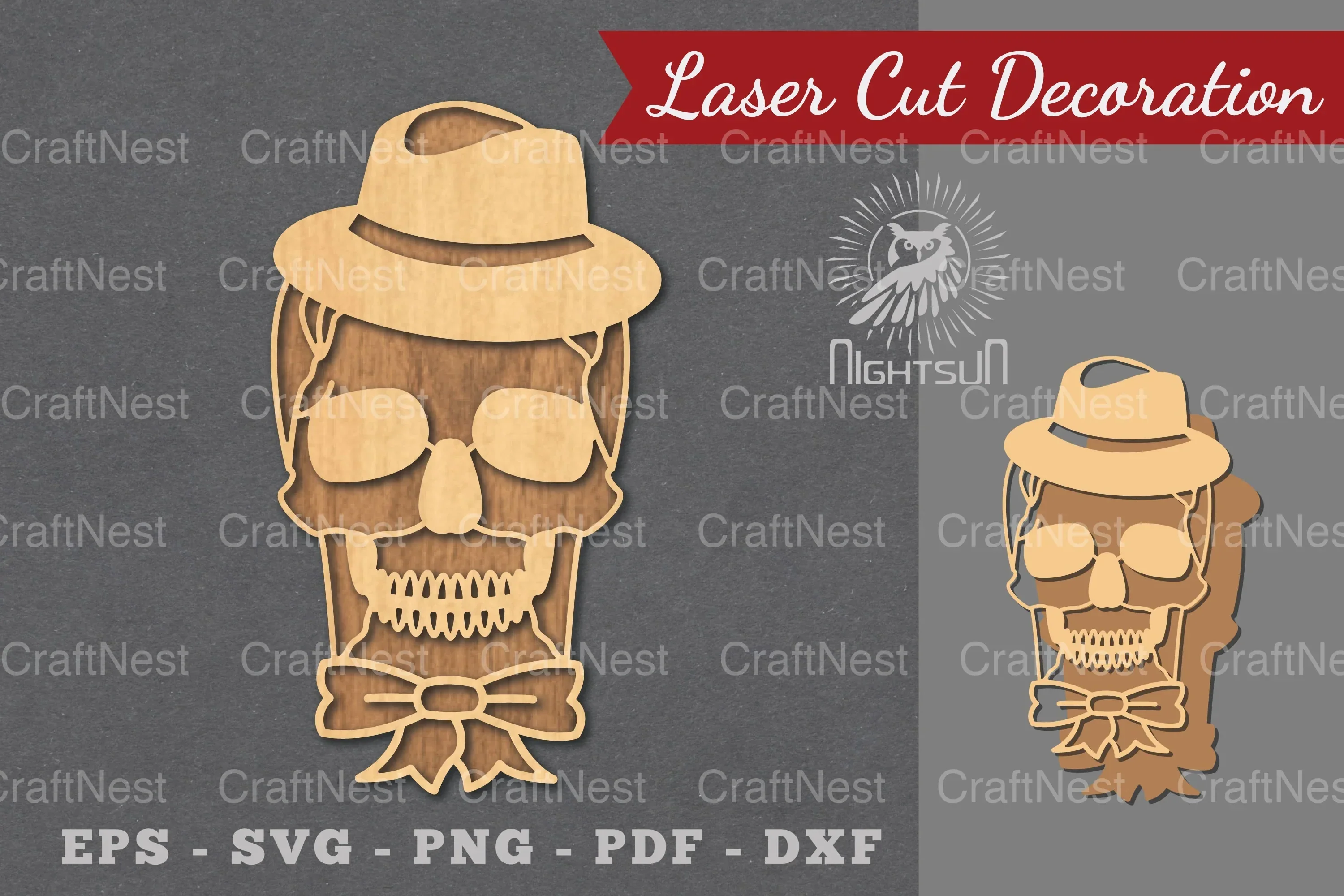 Skull with Accessories Laser Cut Decoration Clipart Bundle