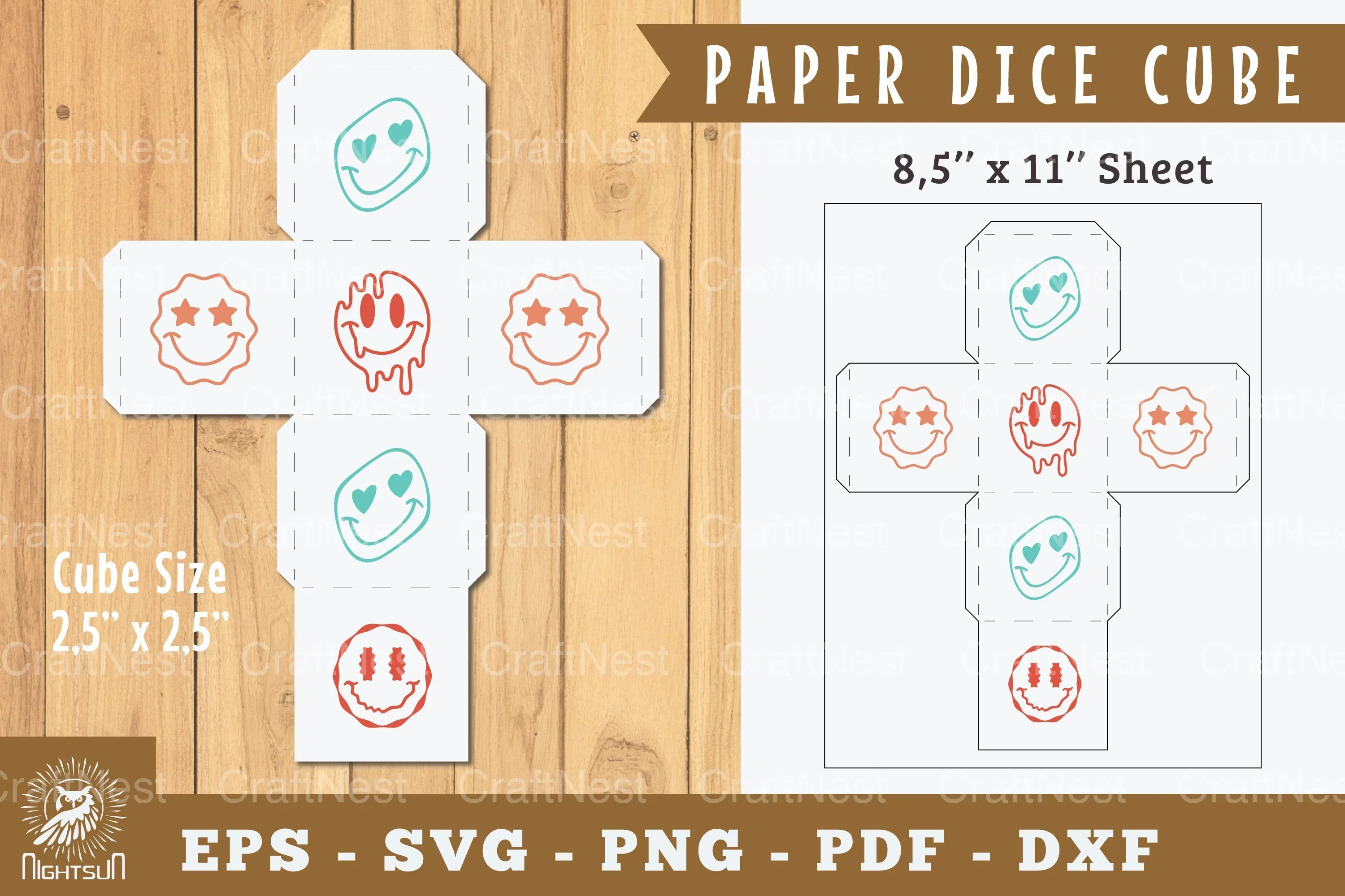 Smile Paper Dice Cube Printable Clipart Bundle