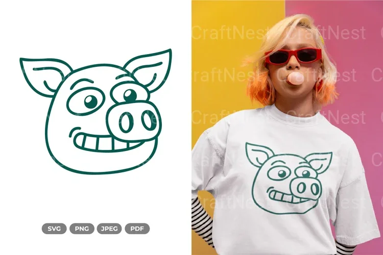 Smiling Pig Animal Clipart Bundle