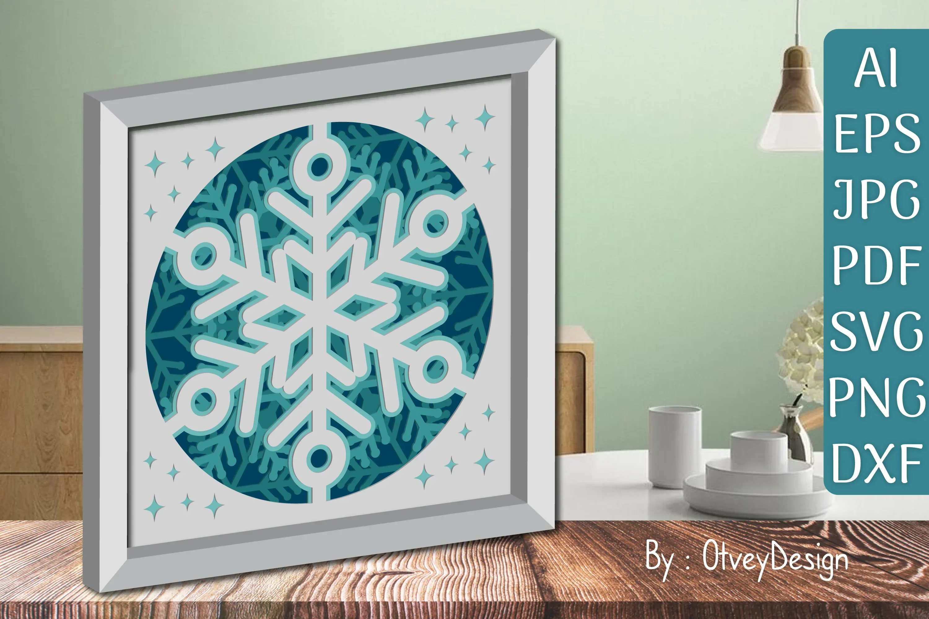 Snowflake 3D Shadow Box Layered Papercut SVG Bundle - Image 2