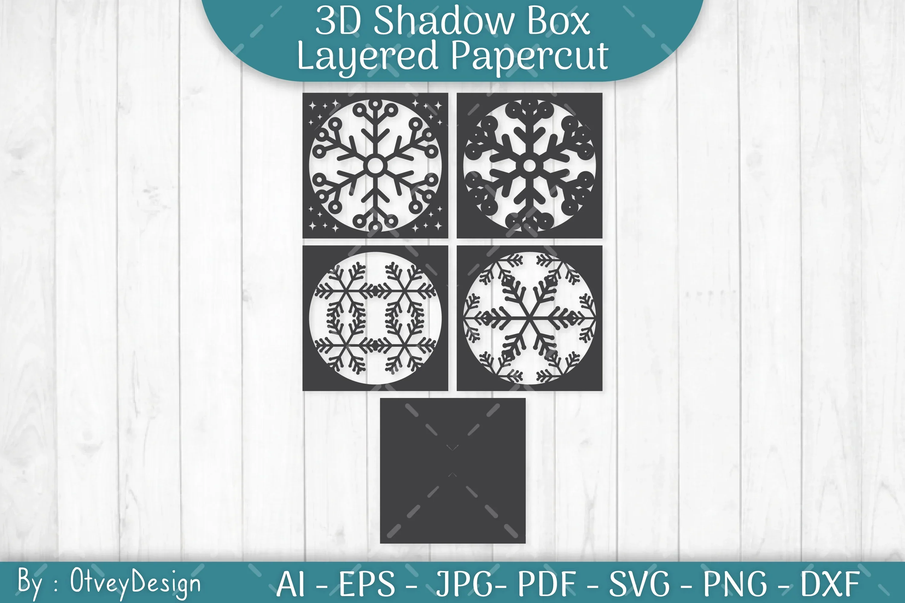 Snowflake 3D Shadow Box Layered Papercut SVG Bundle - Image 3