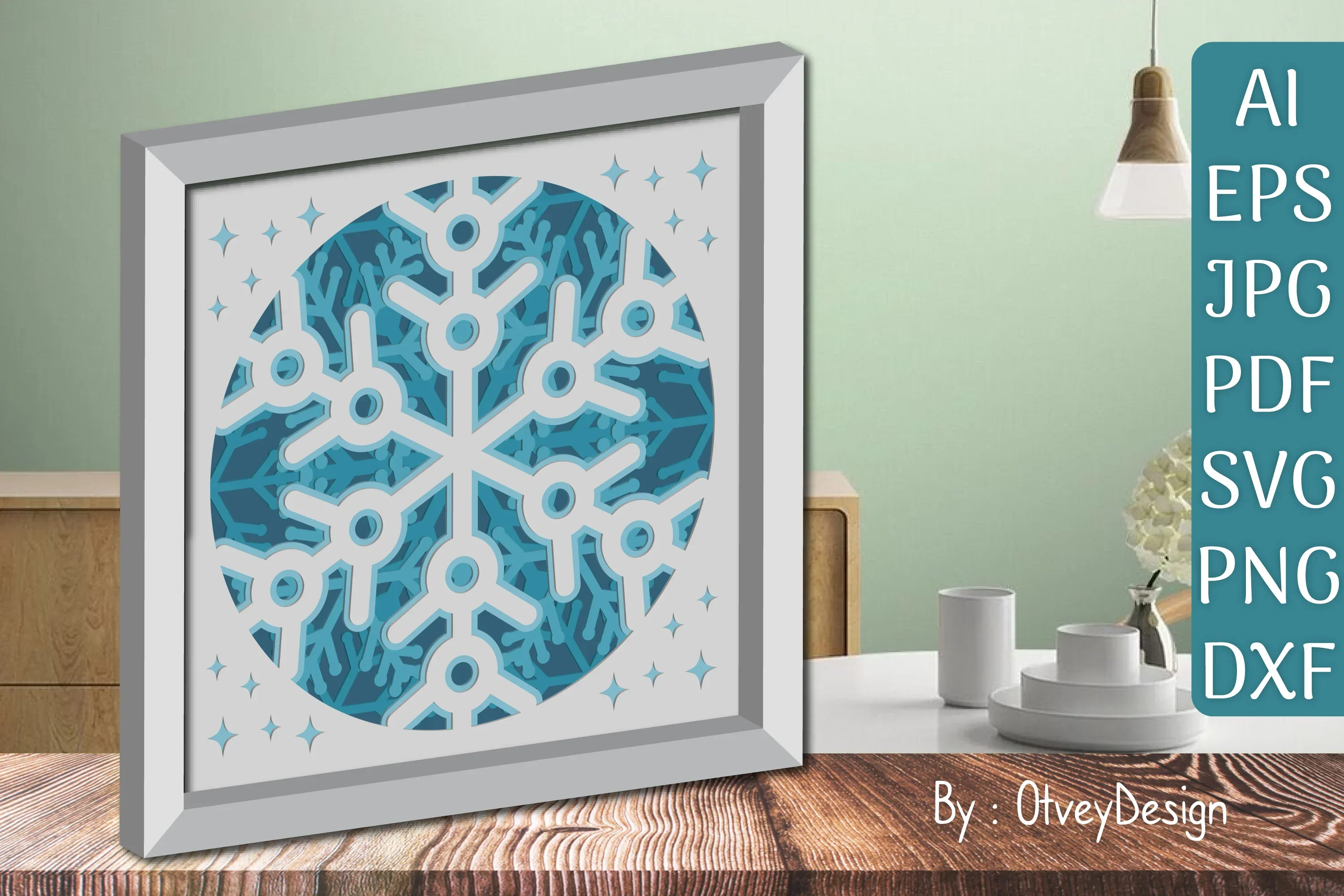 Snowflake 3D Shadow Box Layered Papercut SVG Bundle - Image 2