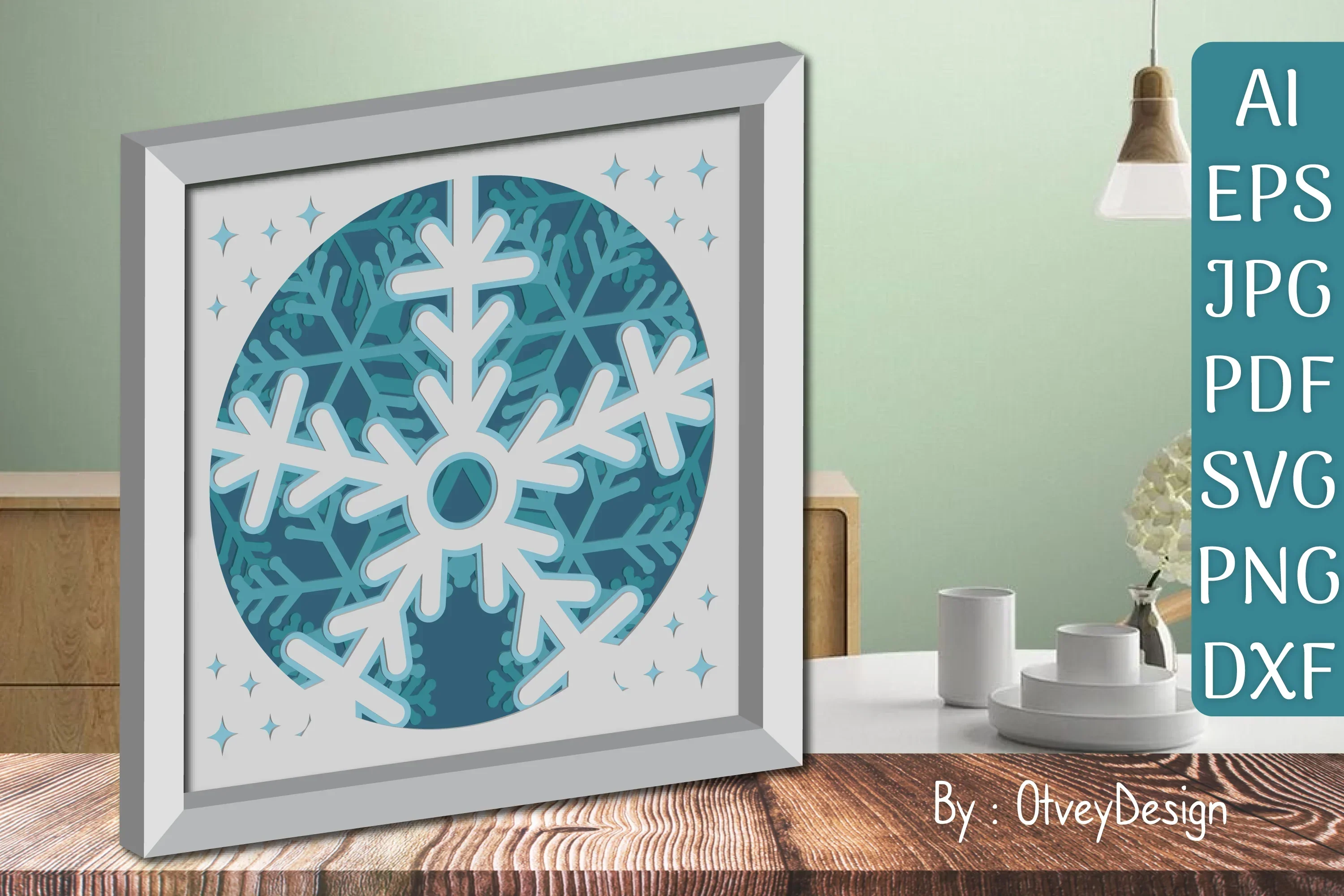 Snowflake 3D Shadow Box Layered Papercut SVG Bundle - Image 2