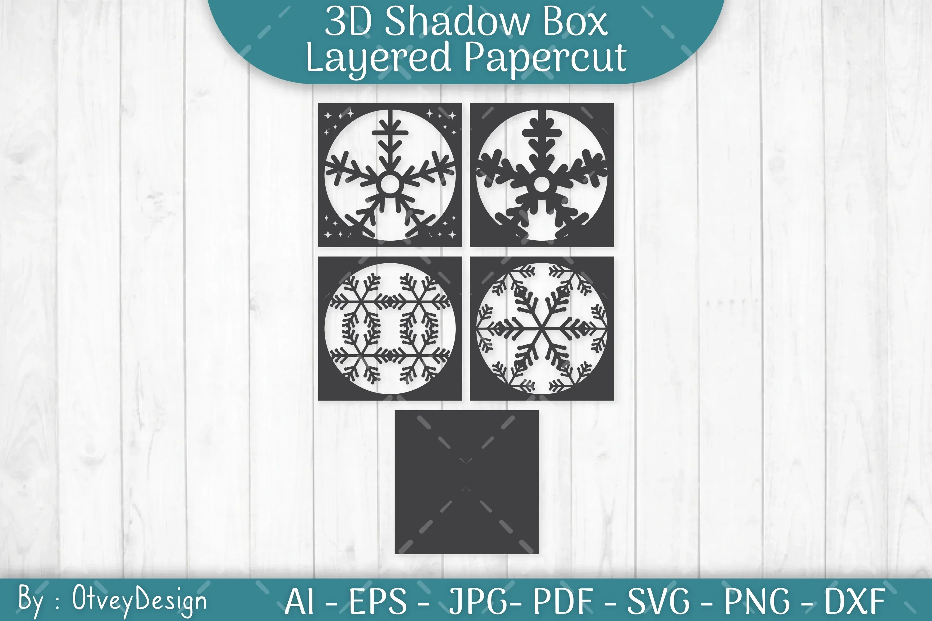 Snowflake 3D Shadow Box Layered Papercut SVG Bundle - Image 3