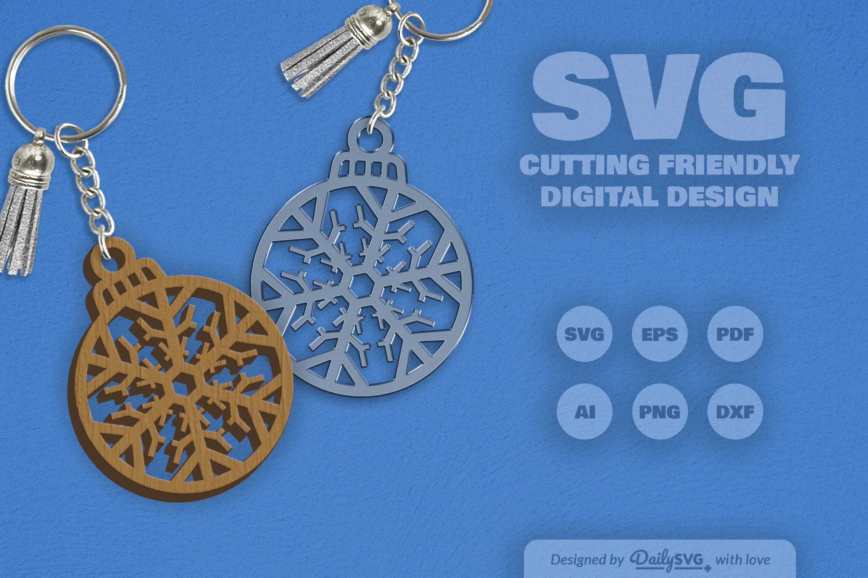 Snowflake Christmas Round Bauble SVG Bundle - Image 2
