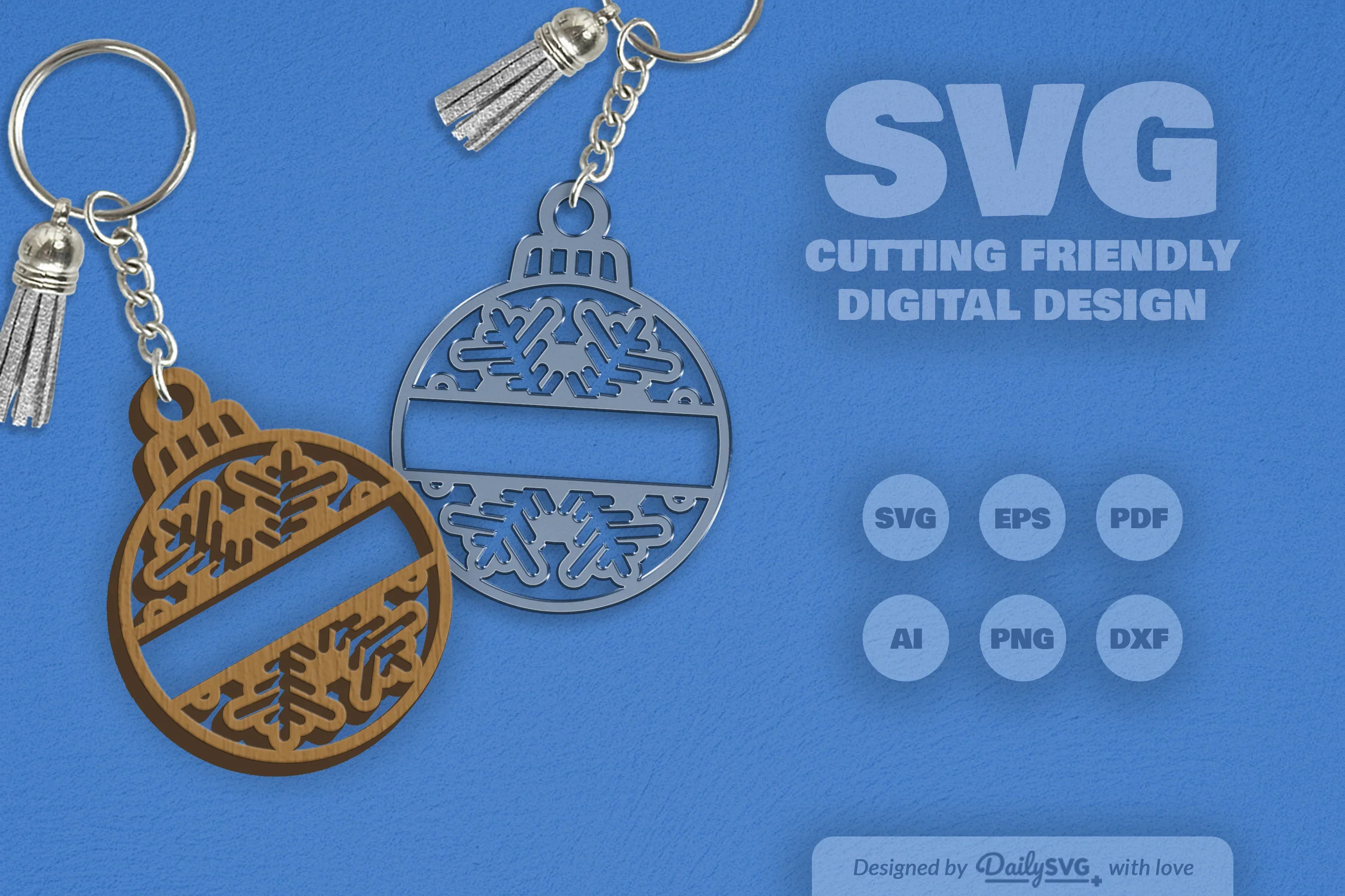 Snowflake Christmas Split Bauble SVG Bundle - Image 2