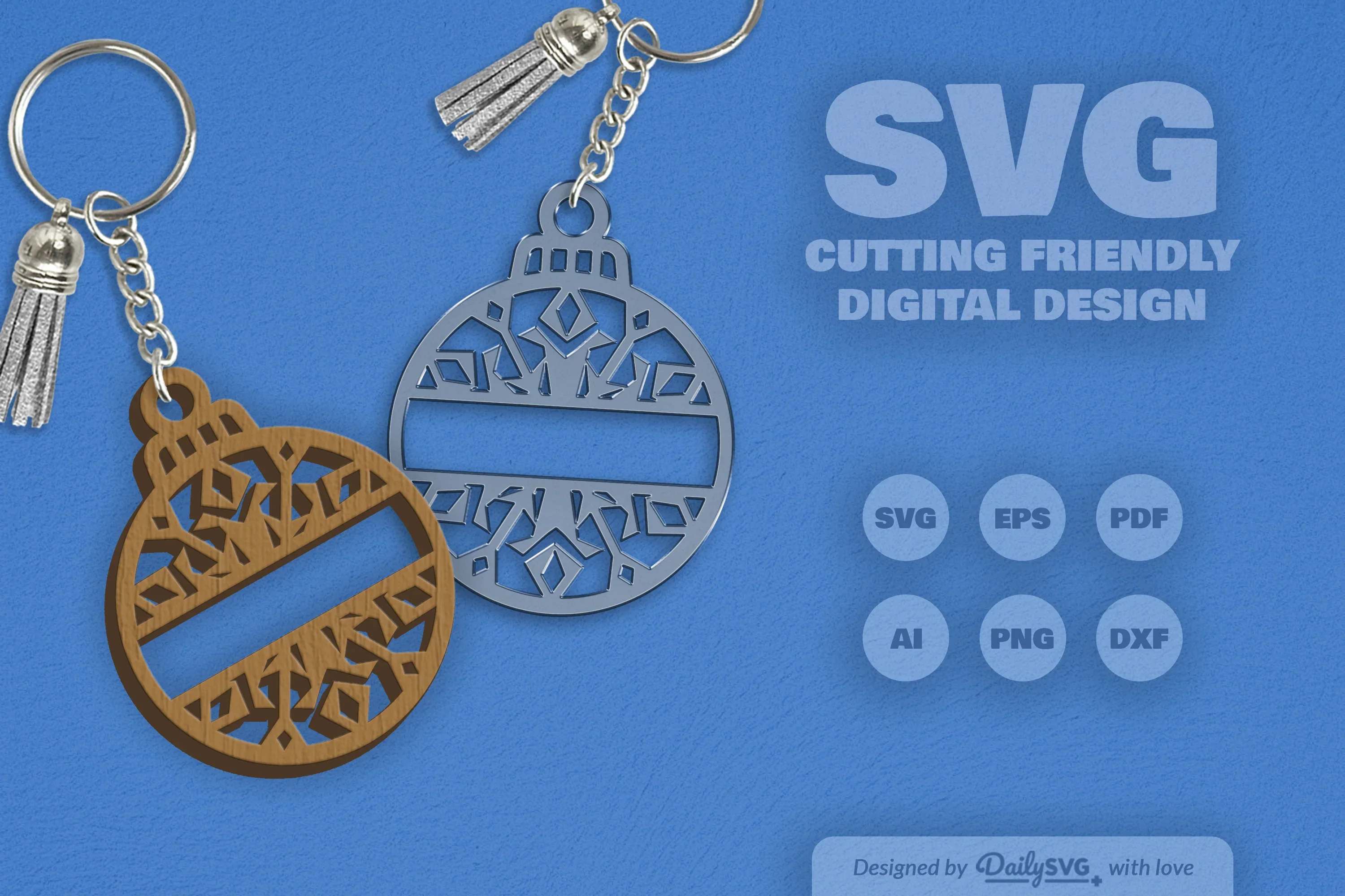 Snowflake Christmas Split Bauble SVG Bundle - Image 2