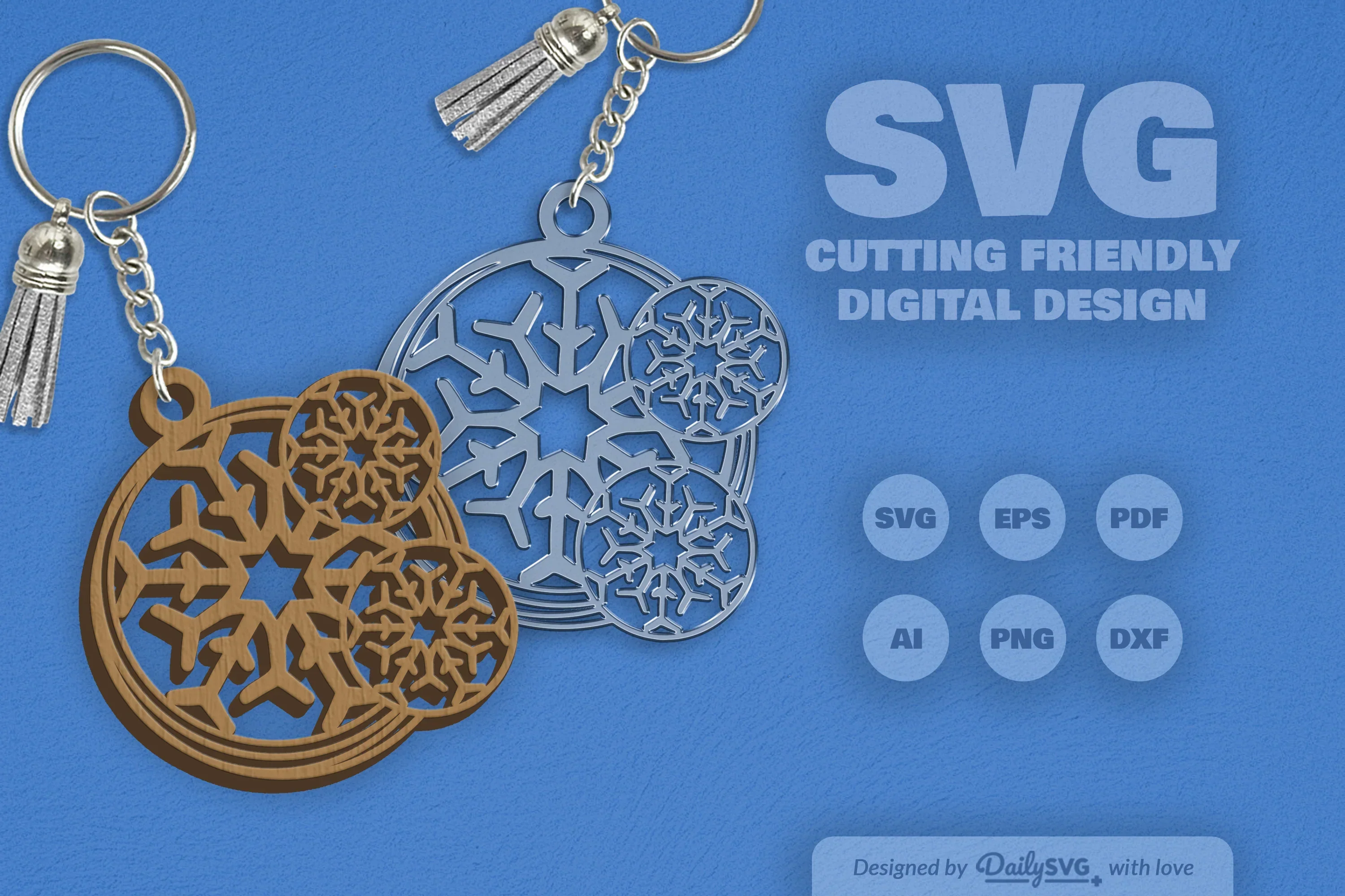 Snowflake Keychain Clipart - Daily SVG Bundle - Image 11