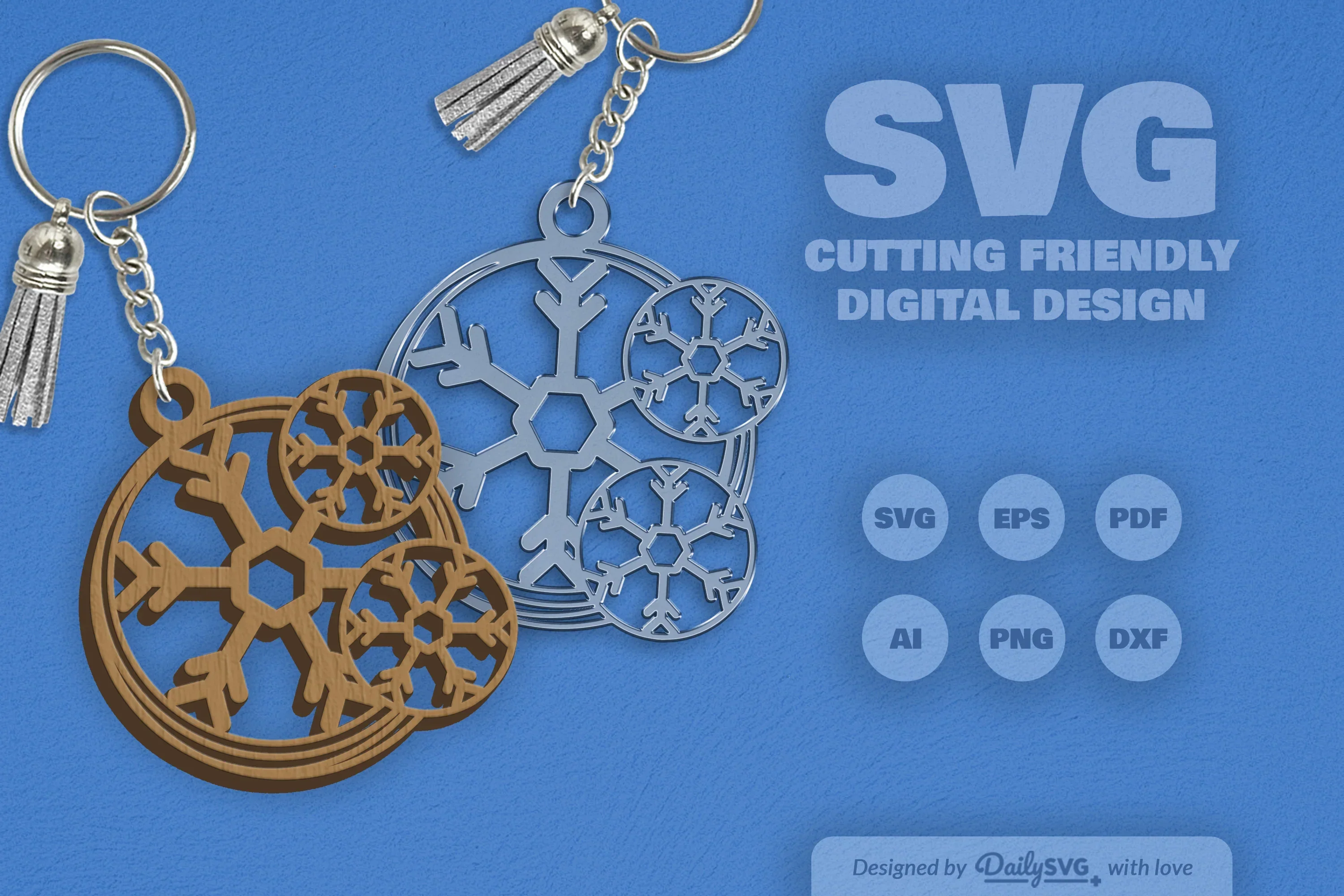 Snowflake Keychain Clipart - Daily SVG Bundle - Image 3