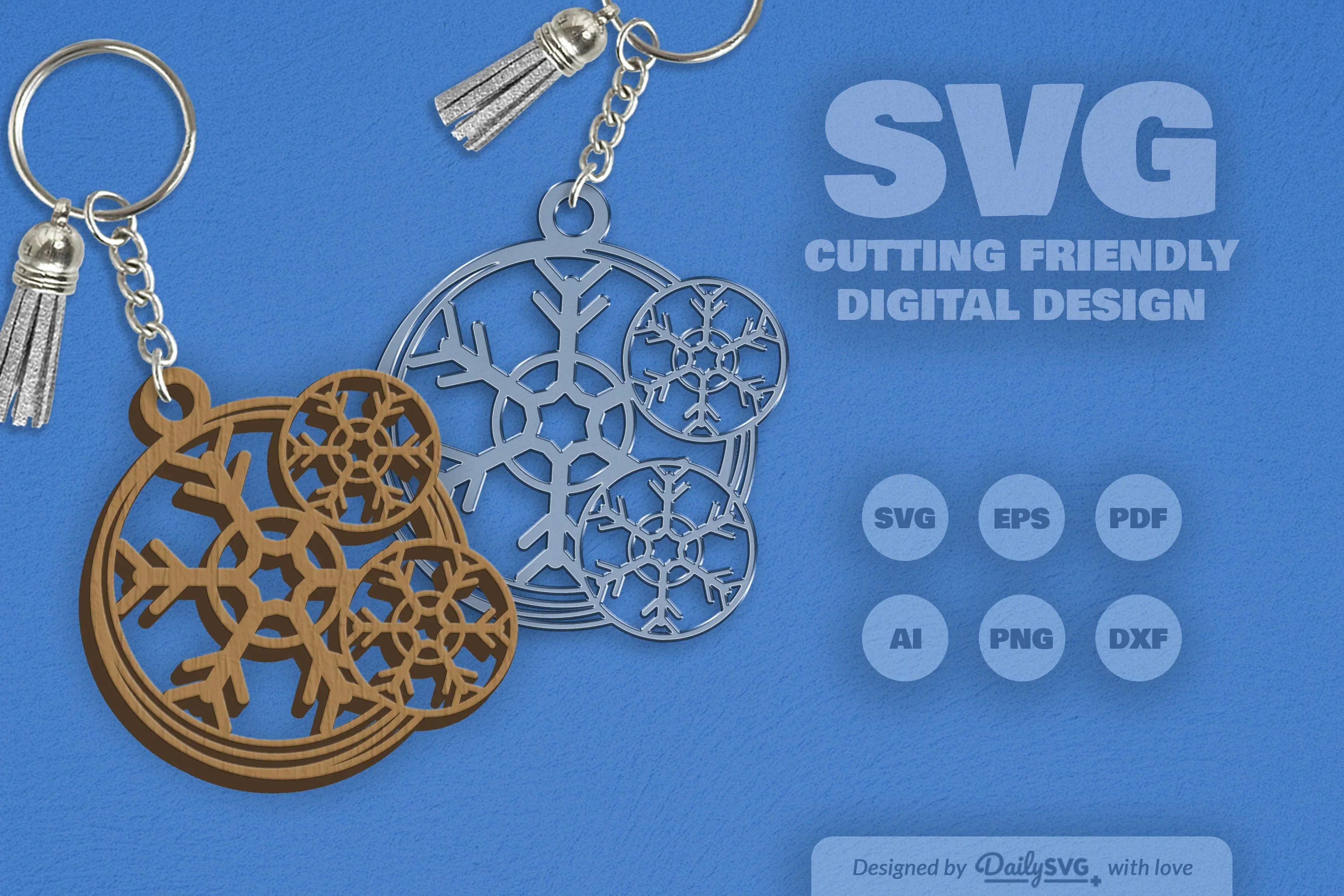 Snowflake Keychain Clipart - Daily SVG Bundle - Image 4