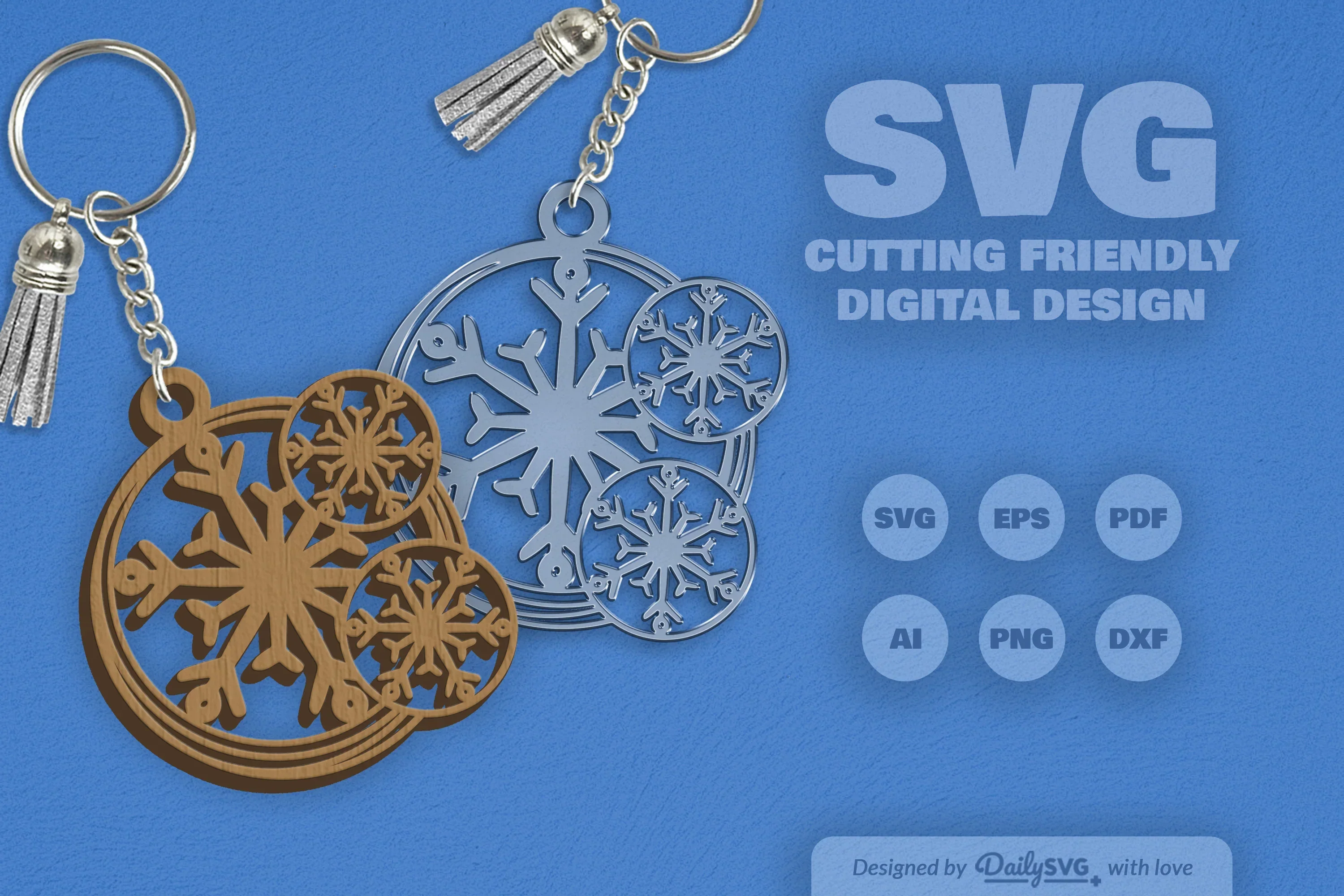 Snowflake Keychain Clipart - Daily SVG Bundle - Image 7