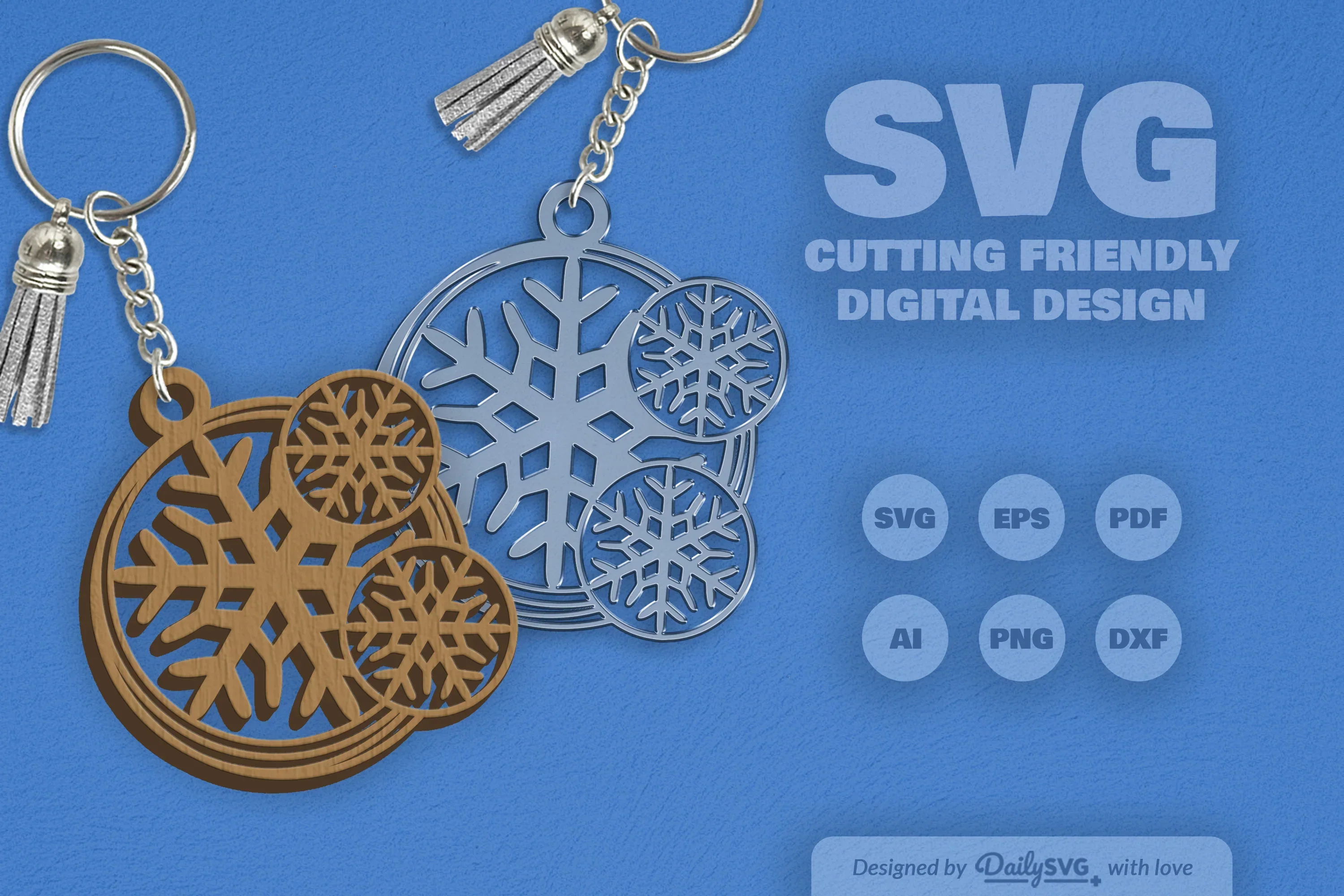 Snowflake Keychain Clipart - Daily SVG Bundle - Image 8