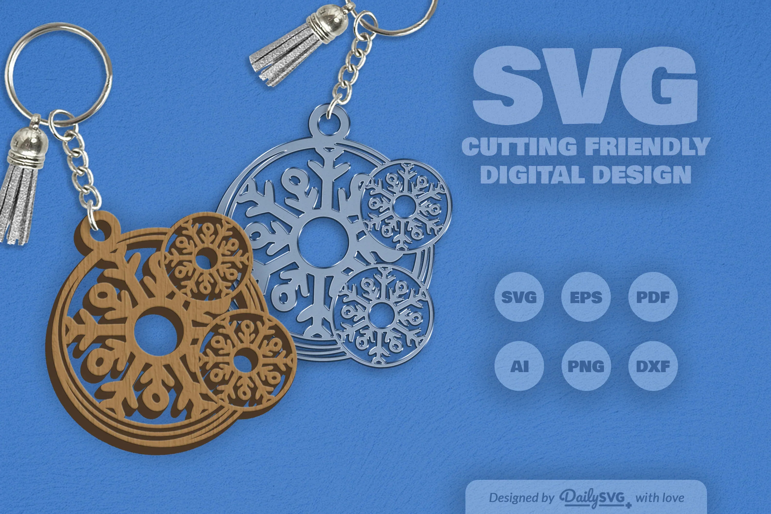 Snowflake Keychain Clipart - Daily SVG Bundle - Image 9