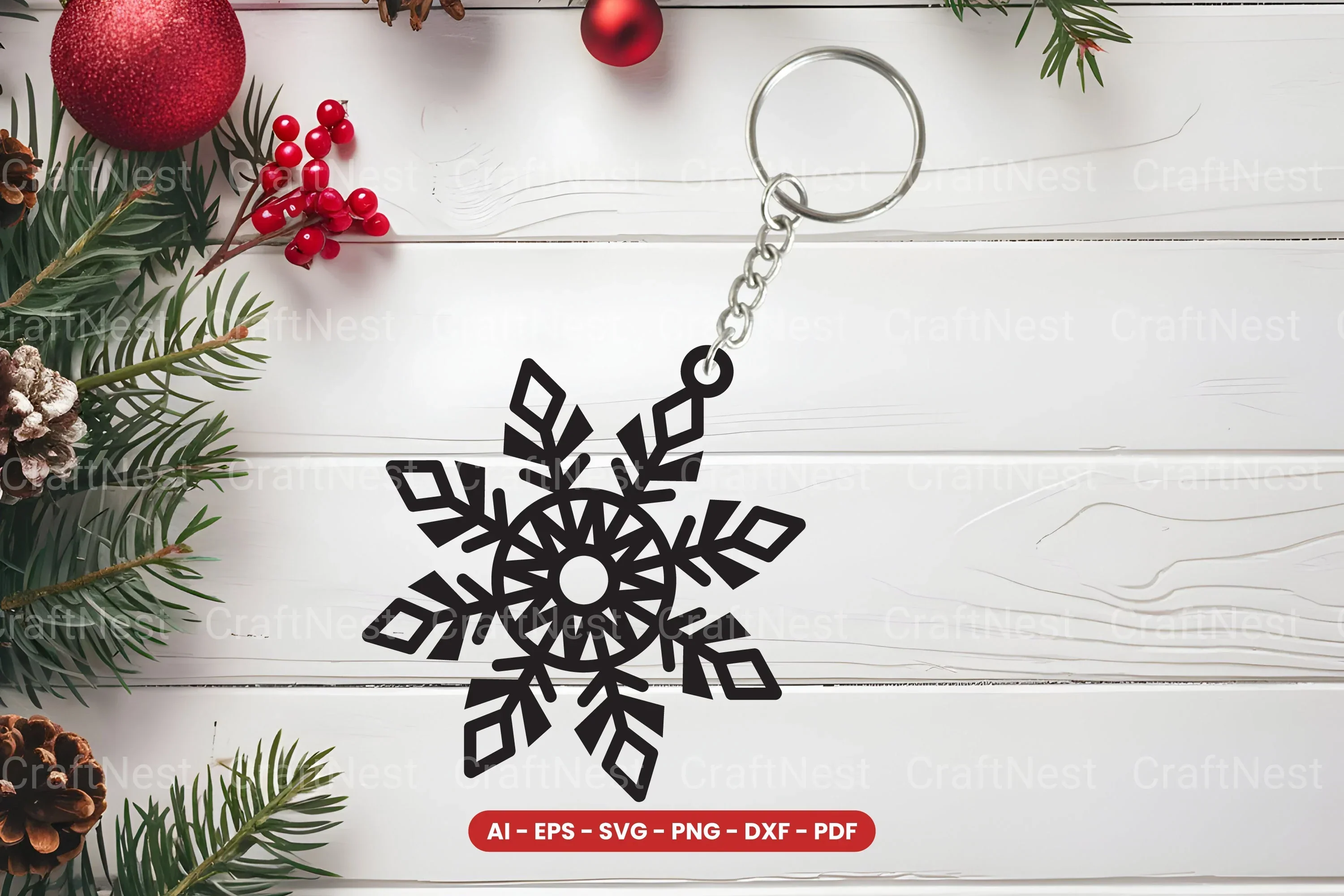 Snowflake Keychain Laser Cut SVG Bundle