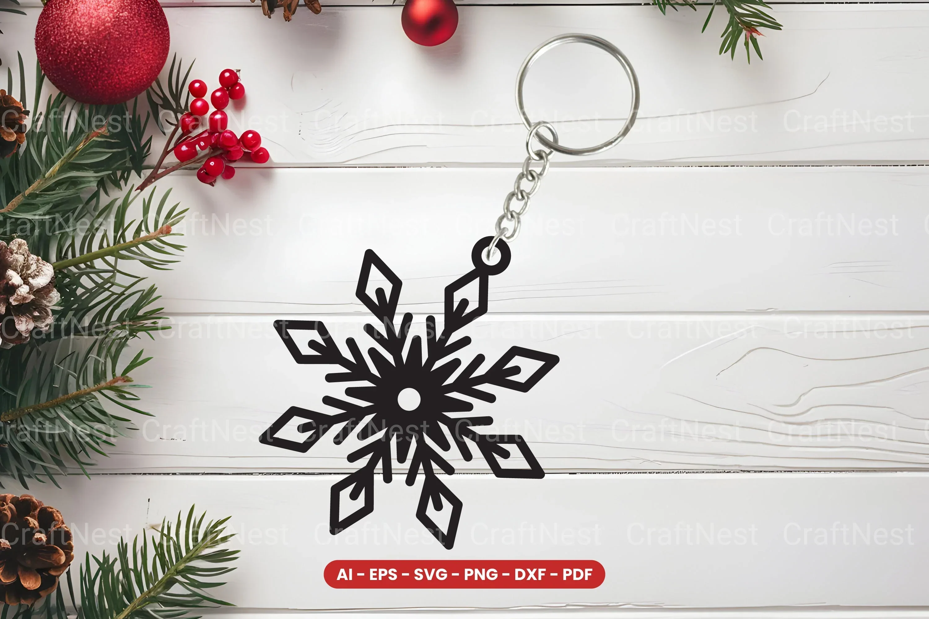 Snowflake Keychain Laser Cut SVG Bundle