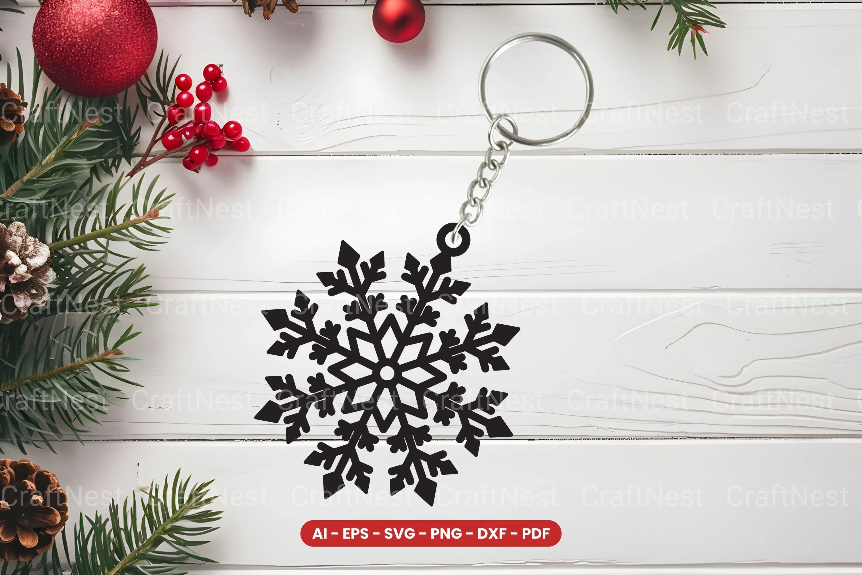 Snowflake Keychain Laser Cut SVG Bundle