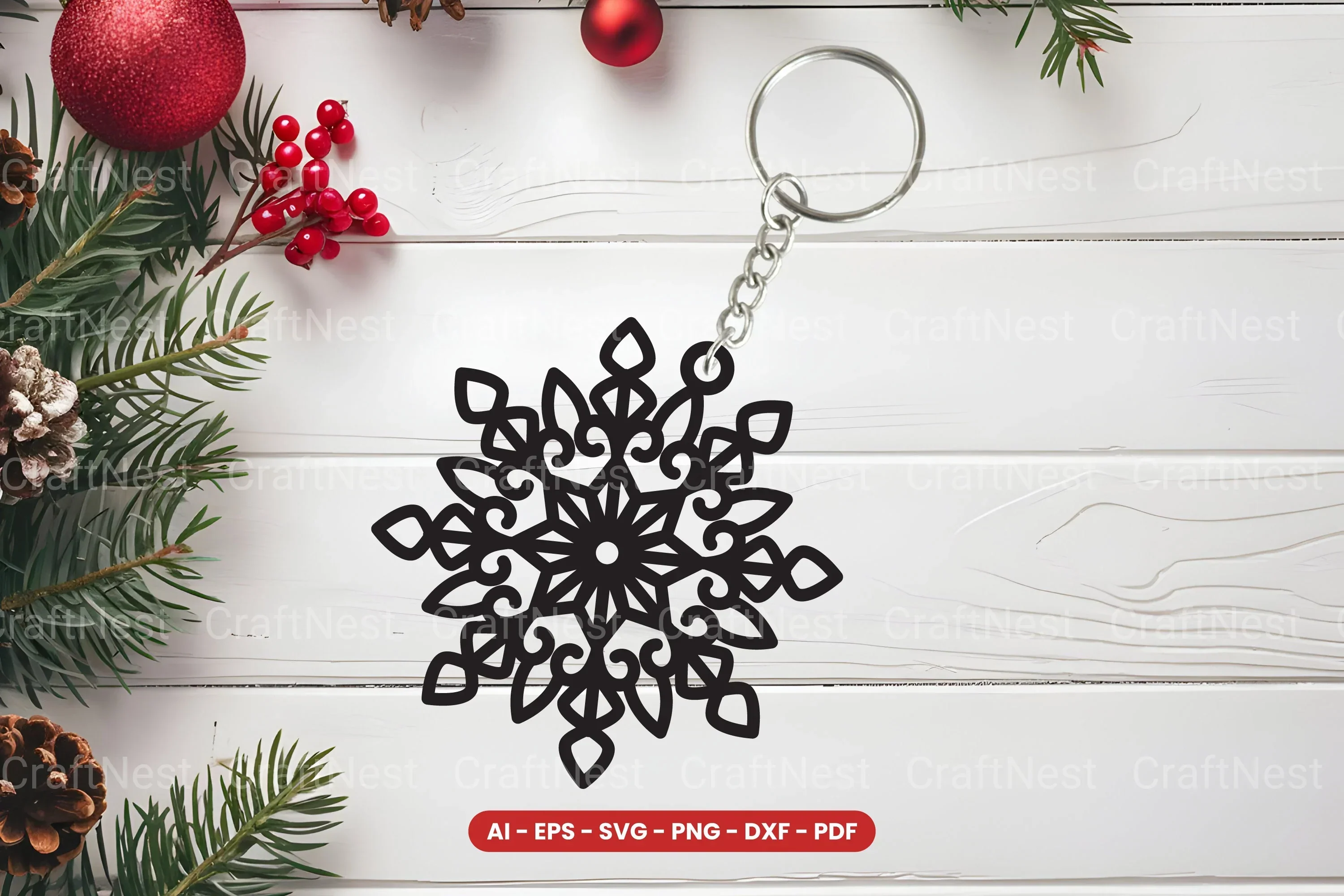 Snowflake Keychain Lasercut SVG Bundle