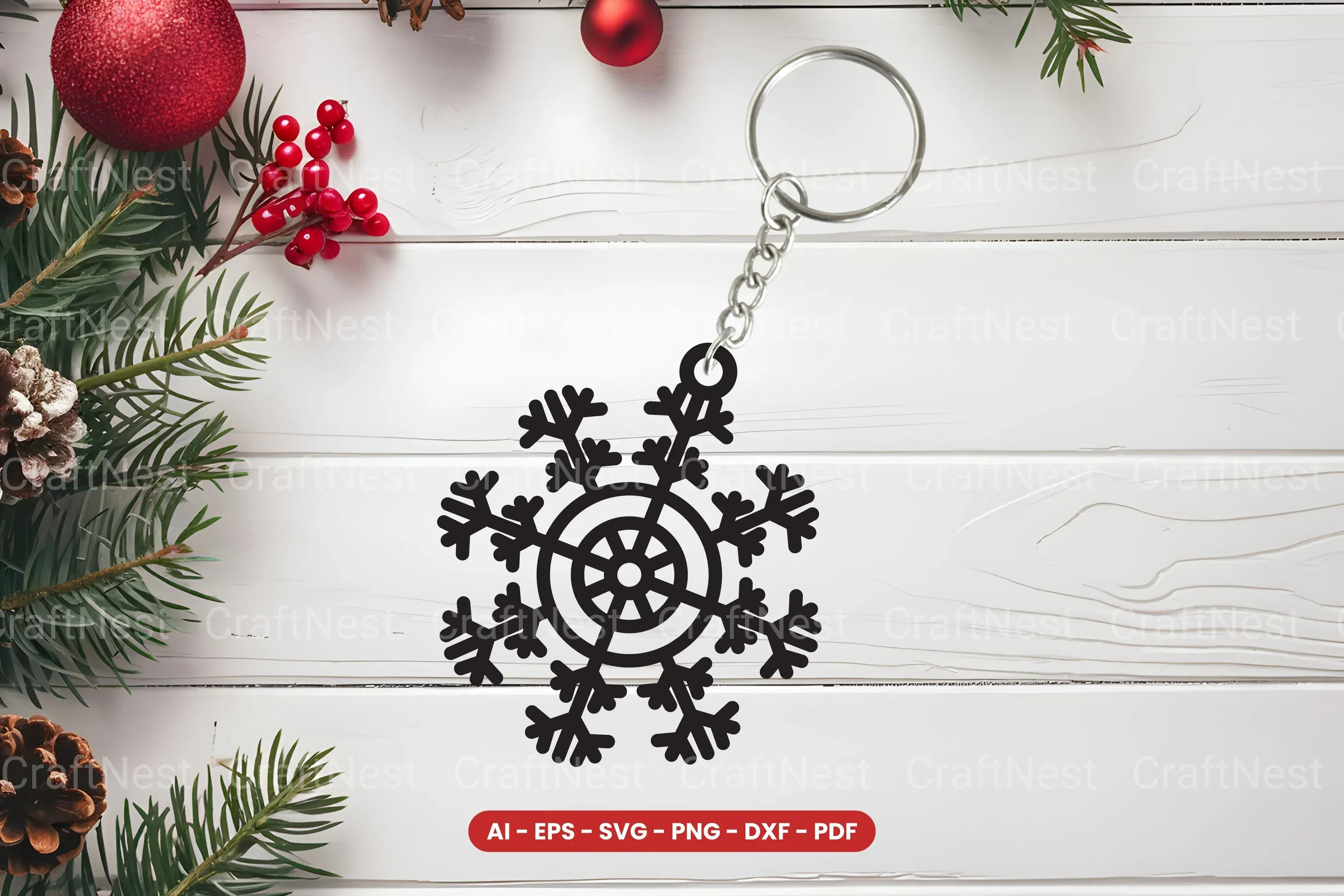 Snowflake Keychain Lasercut SVG Bundle