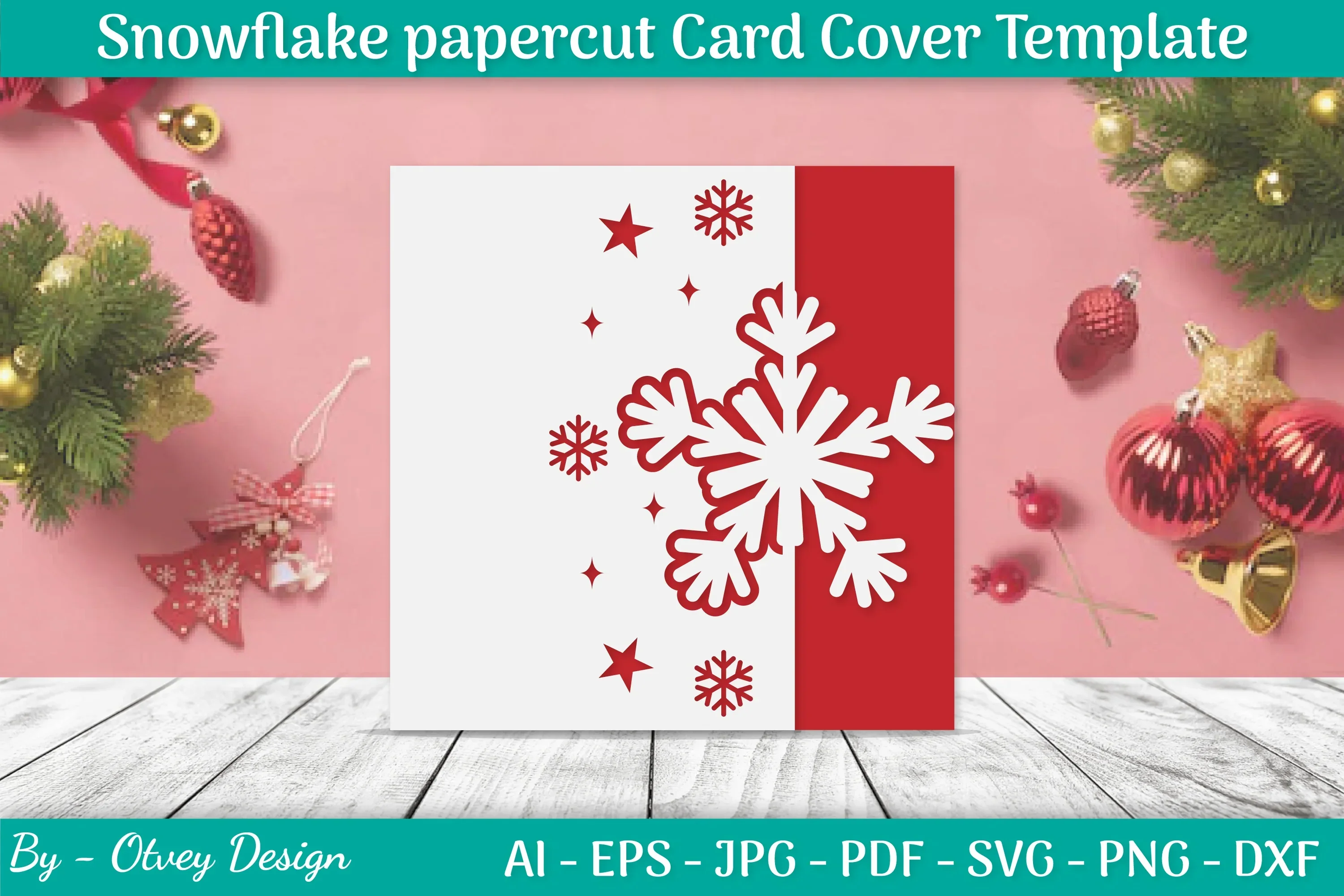 Snowflake Papercut Card Cover Template SVG Bundle