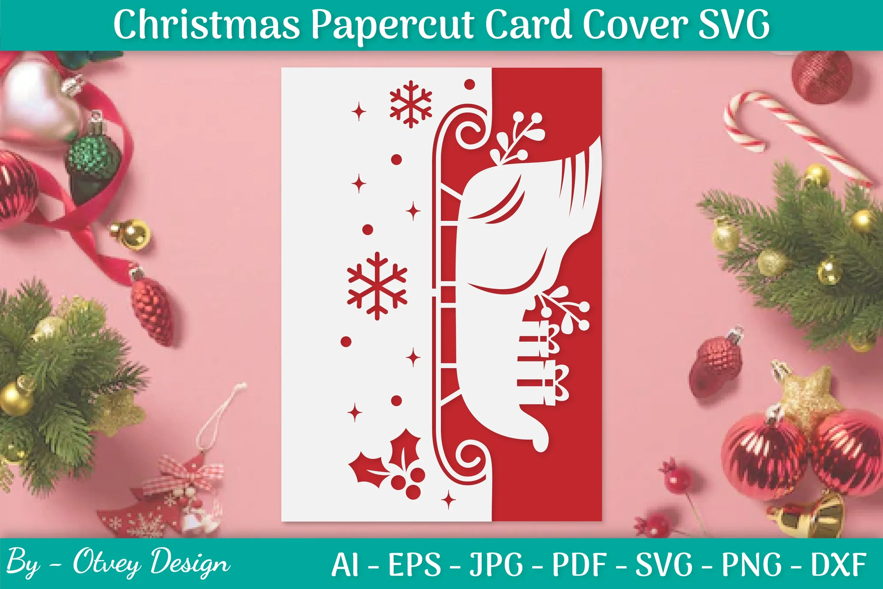 Snowflake Papercut Card Cover Template SVG Bundle
