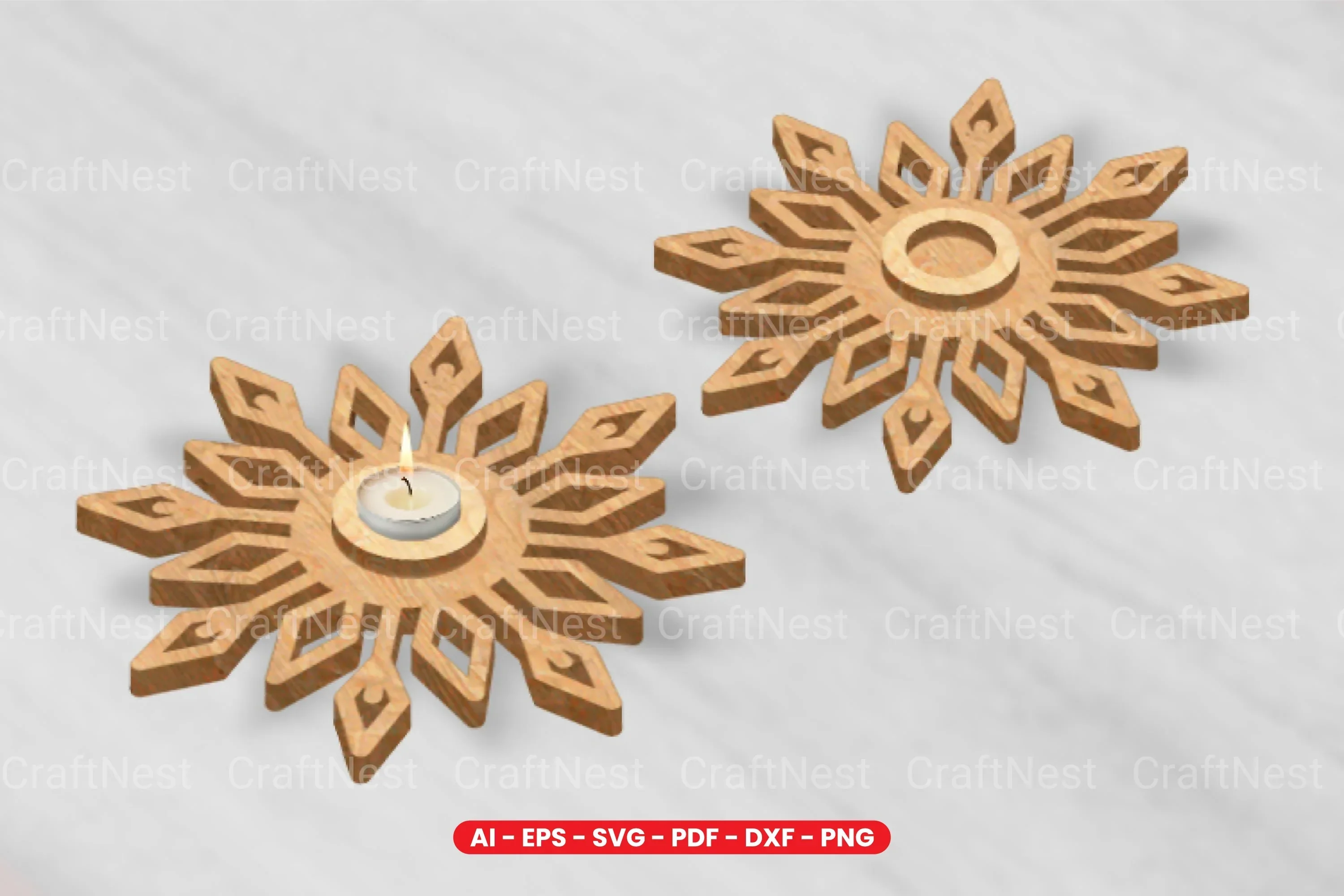 Snowflake Tealight Holder Laser Cut Design Bundle - Image 2