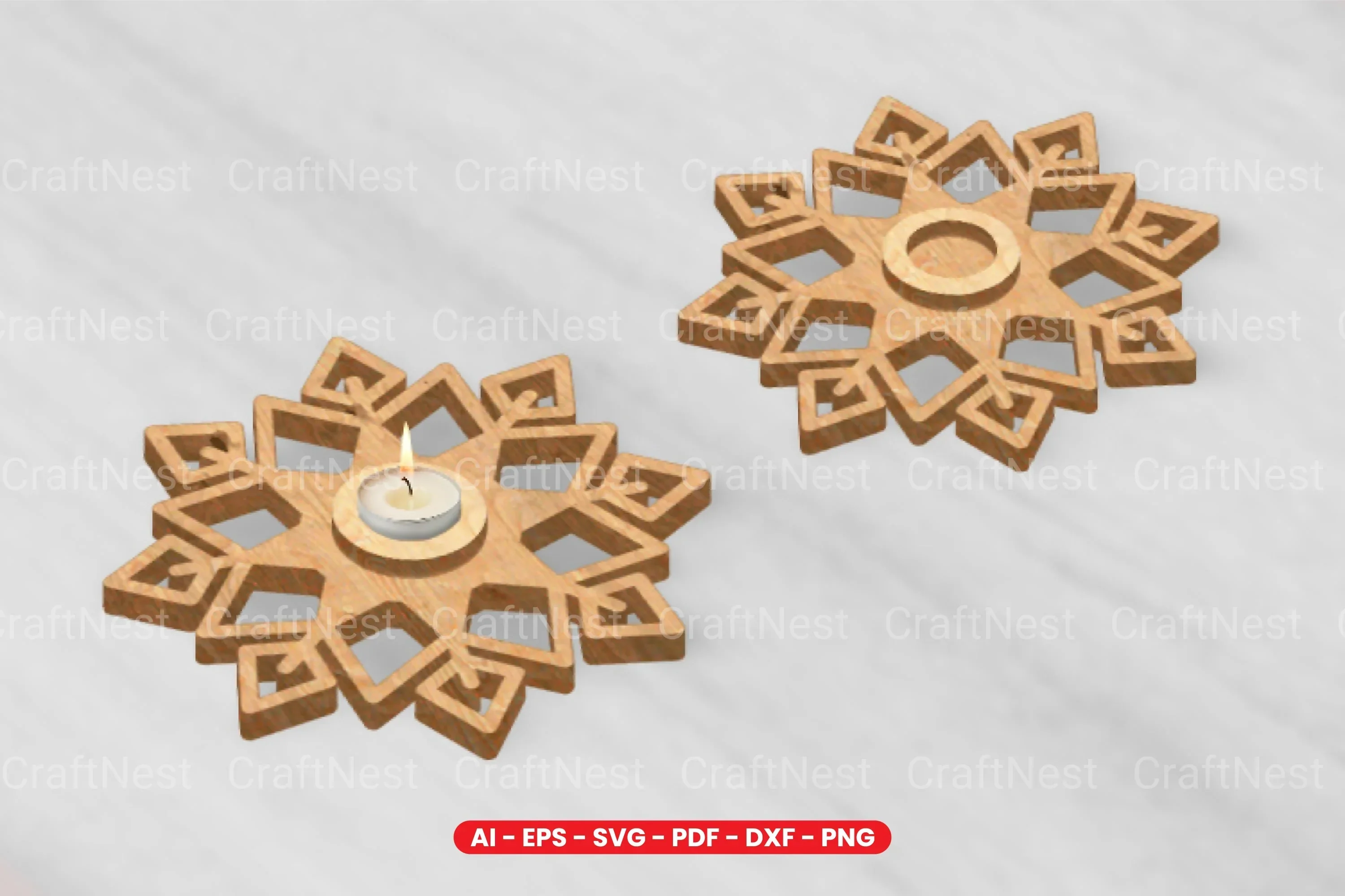 Snowflake Tealight Holder Laser Cut Design Bundle - Image 2
