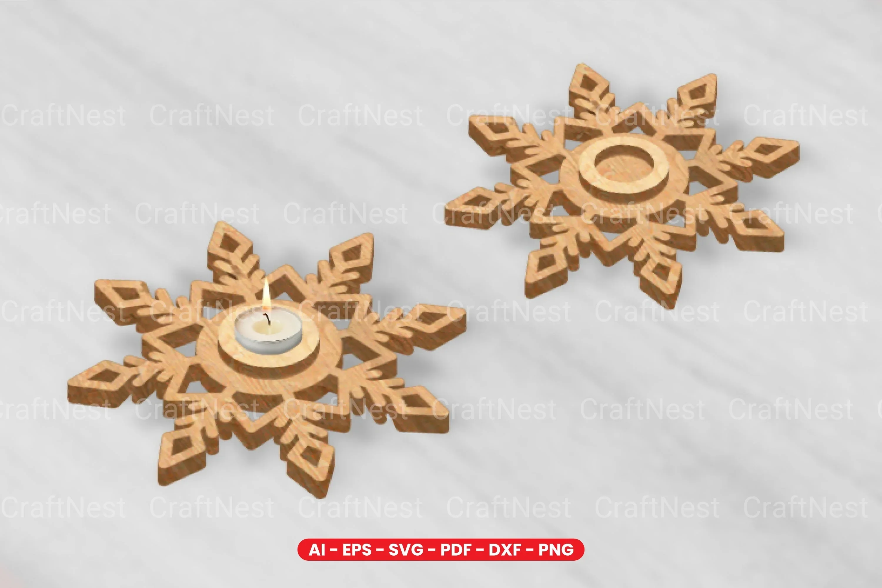 Snowflake Tealight Holder Laser Cut Design Bundle - Image 2