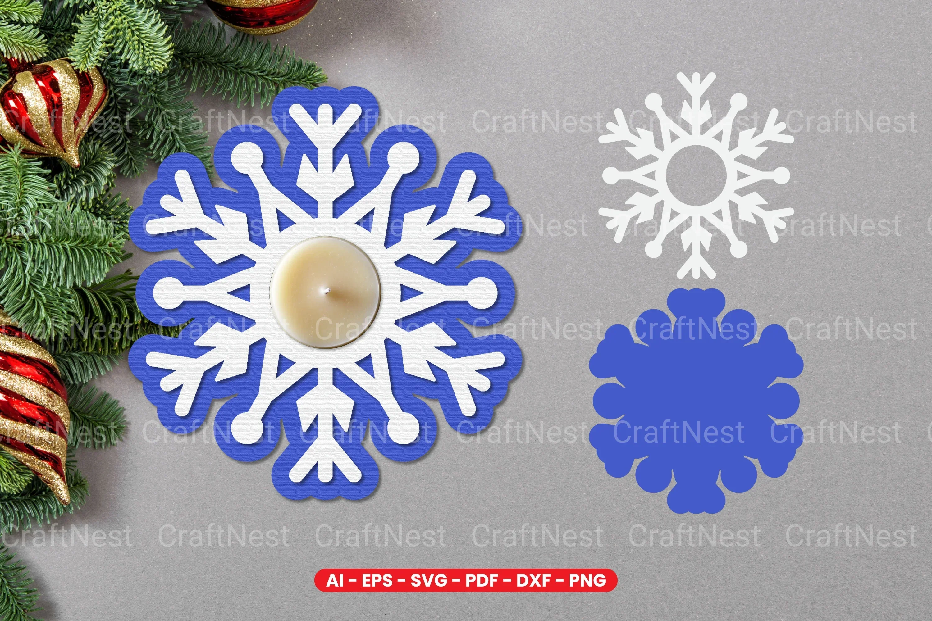 Snowflake Tealight Holder Laser Cut SVG Bundle