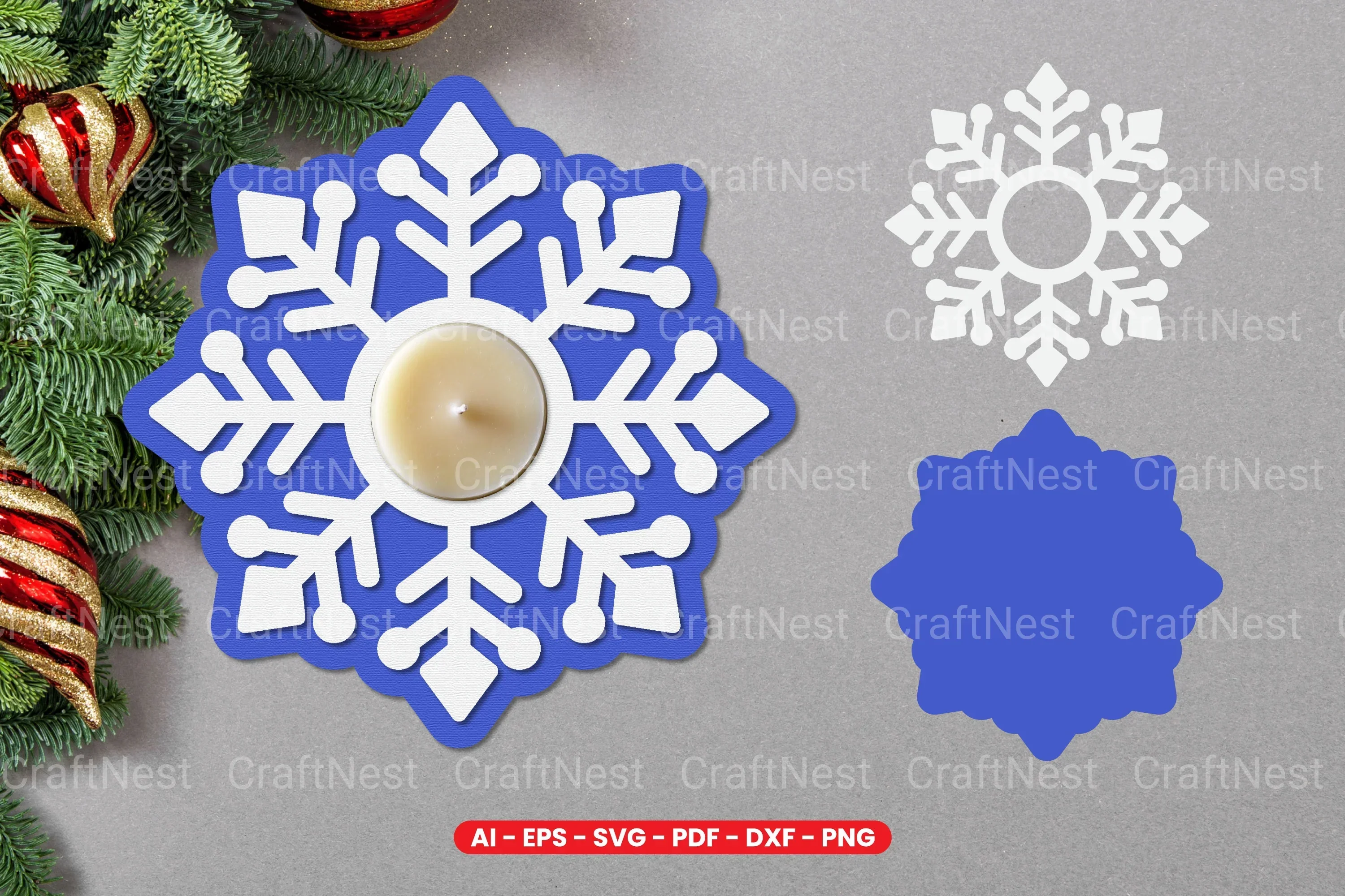 Snowflake Tealight Holder Laser Cut SVG Bundle
