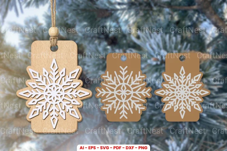 Snowflakes Gift Tags Laser Cut SVG Bundle