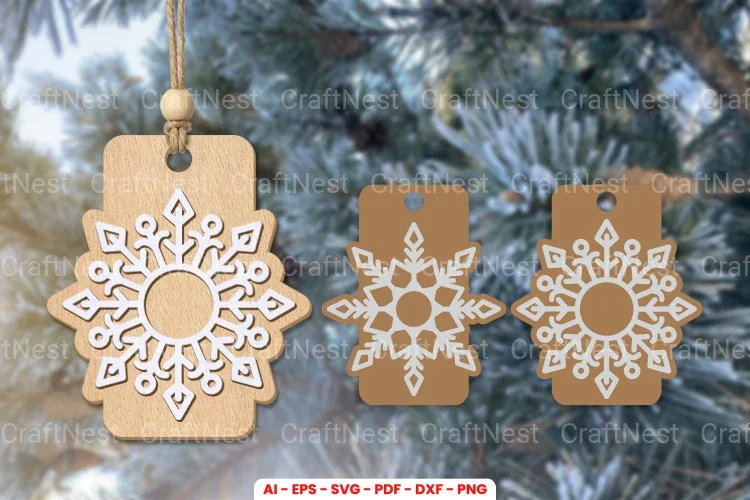 Snowflakes Gift Tags Laser Cut SVG Bundle