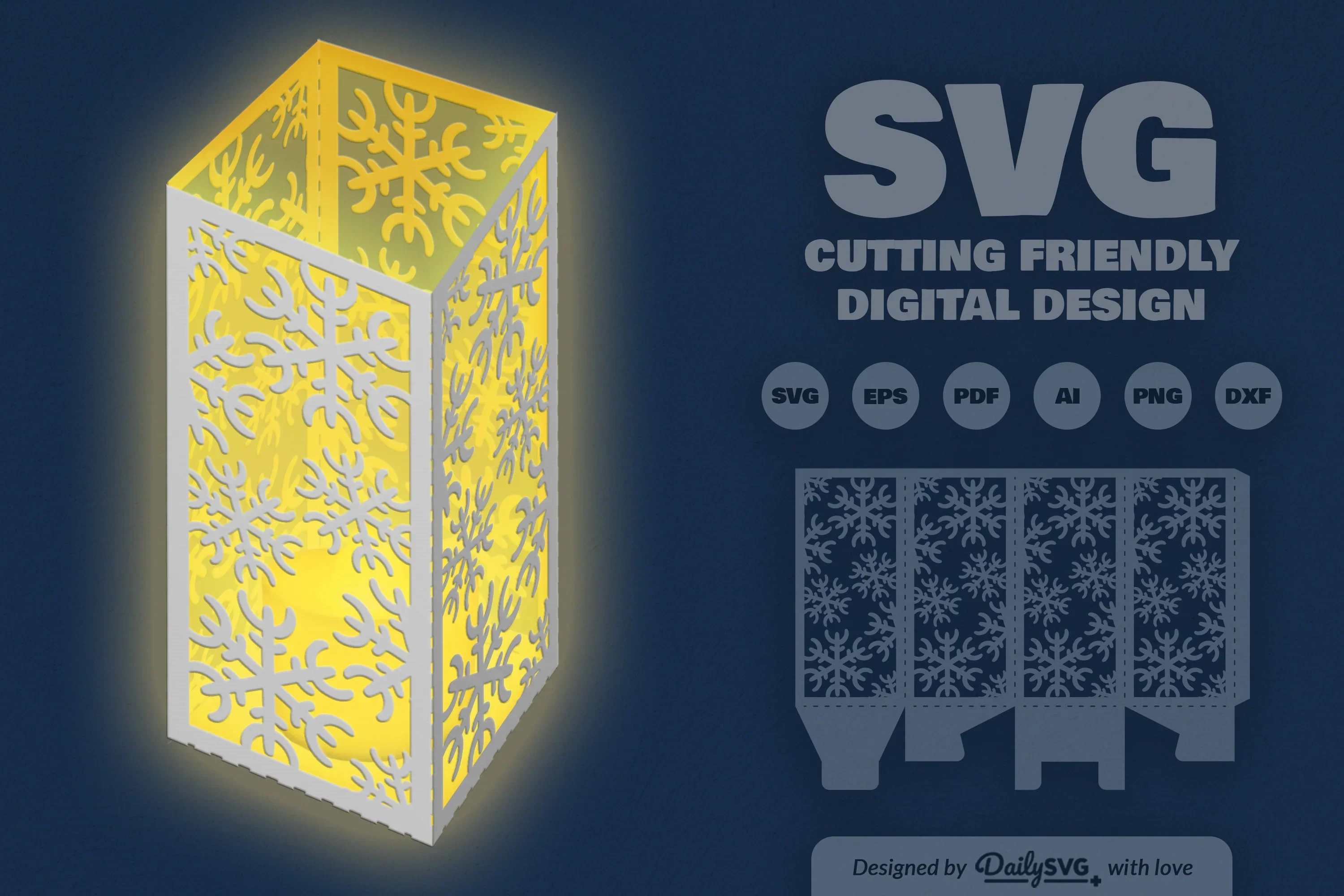 Snowflakes Lantern Papercut Clipart Daily SVG Bundles - Image 4